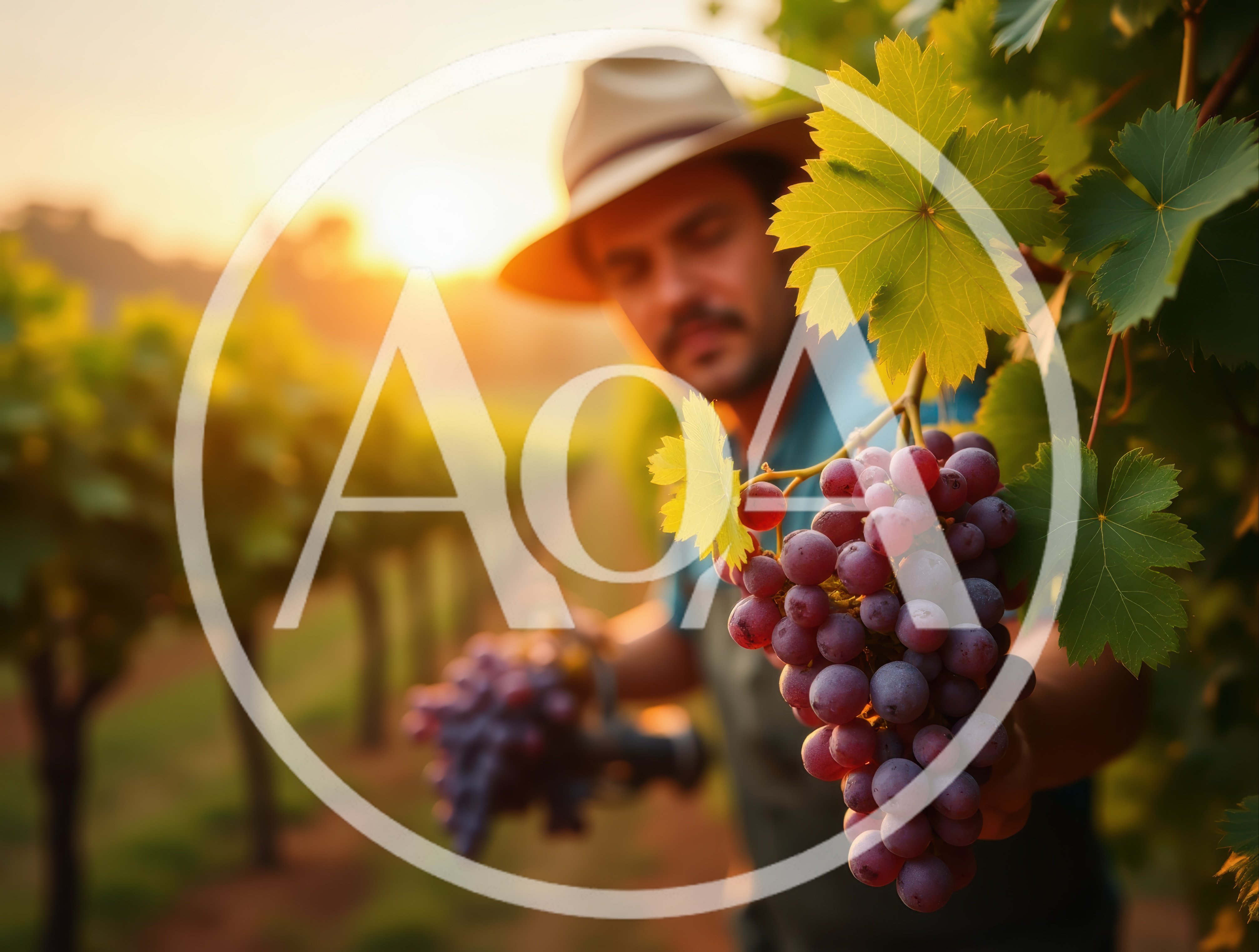 Farmer Harvesting Ripe Grapes In A Vineyard