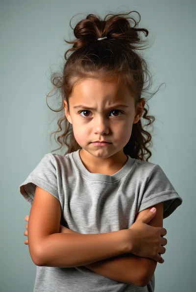 Angry Young Girl With Crossed Arms