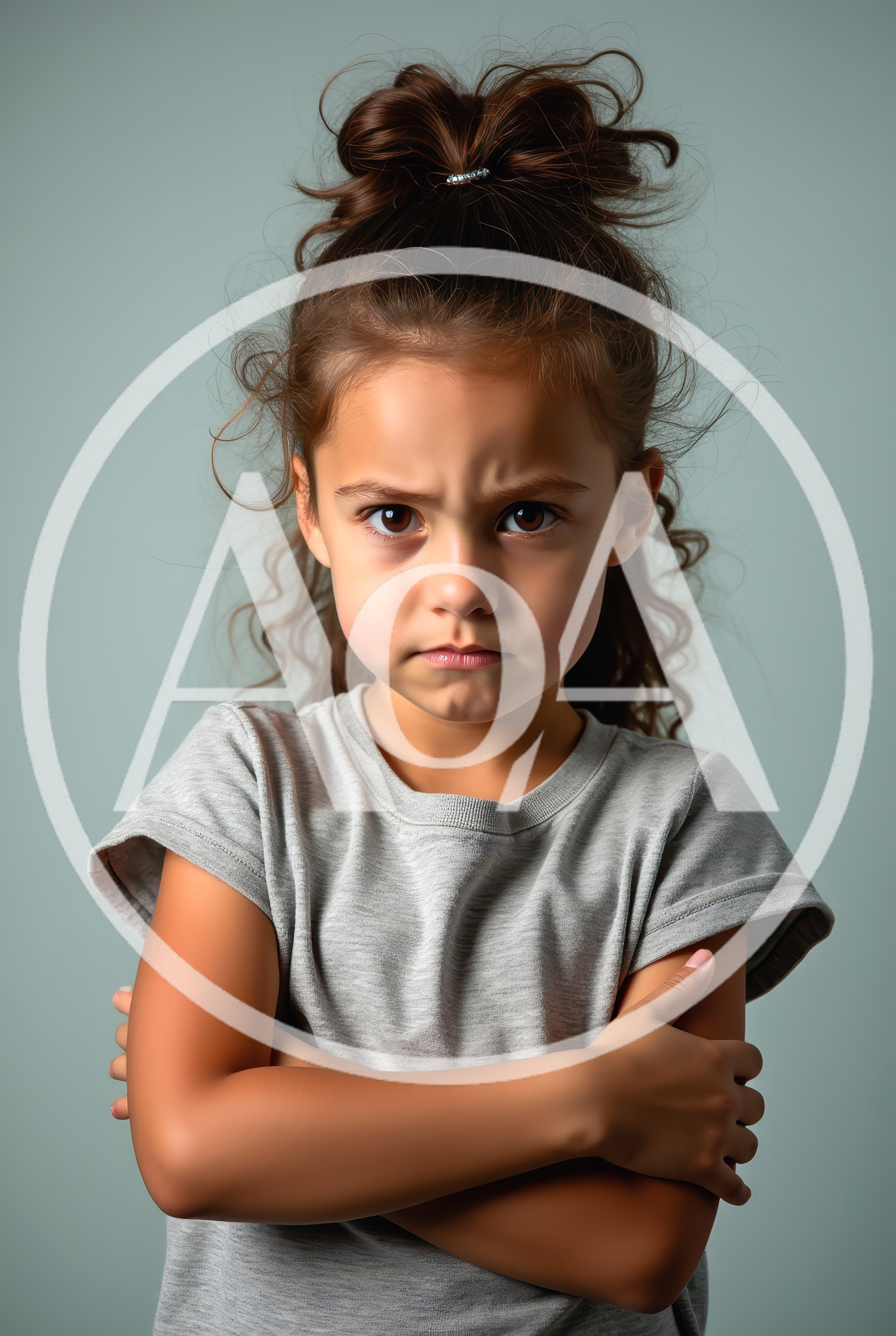 Angry Young Girl With Crossed Arms