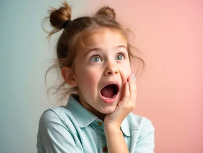 Surprised Young Girl With Mouth Open