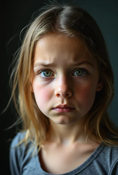Portrait Of A Young Girl With Serious Expression