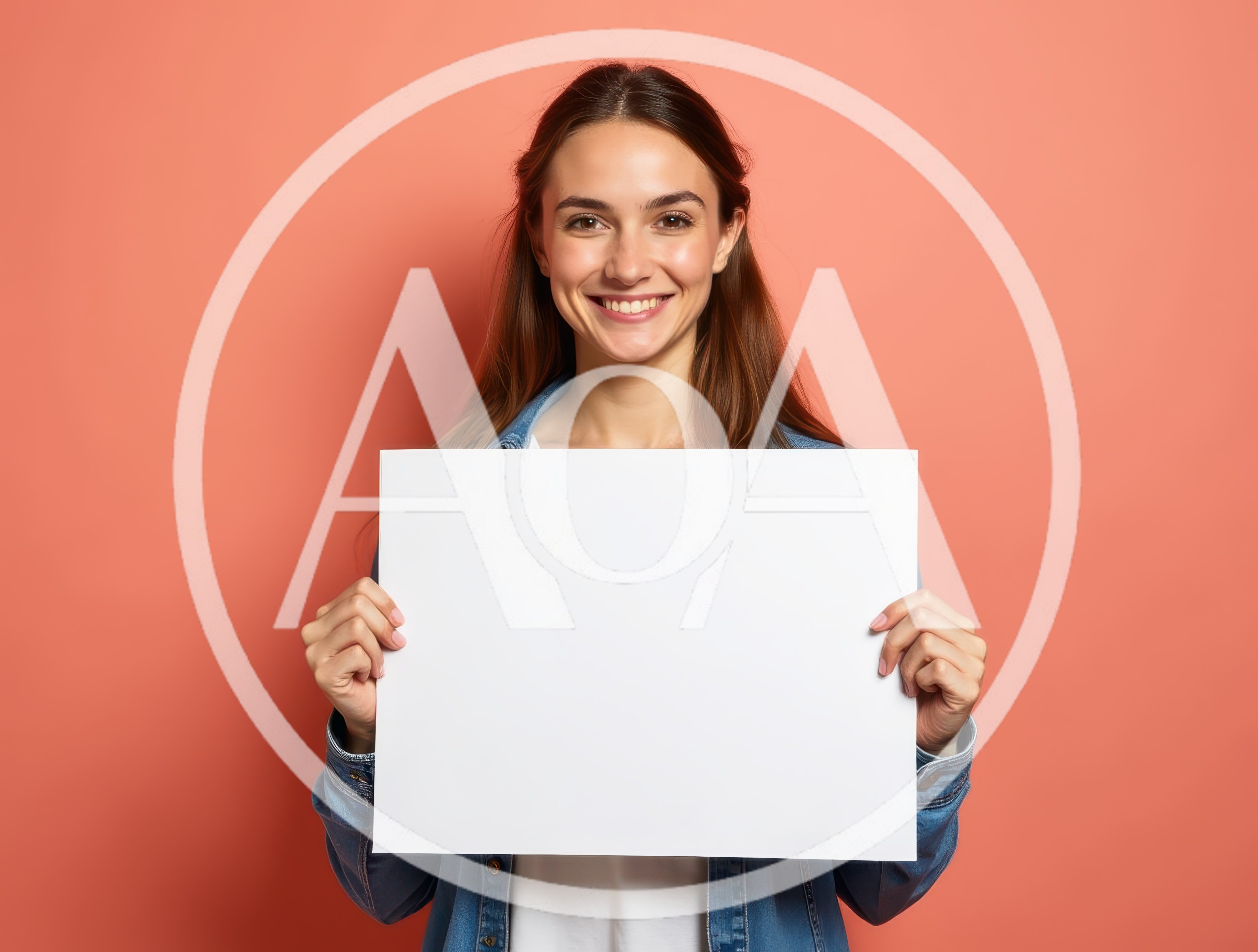 Young Woman Holding Blank White Sign