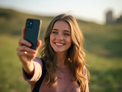 Young Woman Taking A Selfie Outdoors