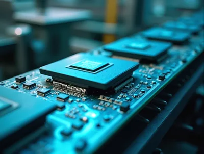 Automated Assembly Line Manufacturing Computer Circuit Boards
