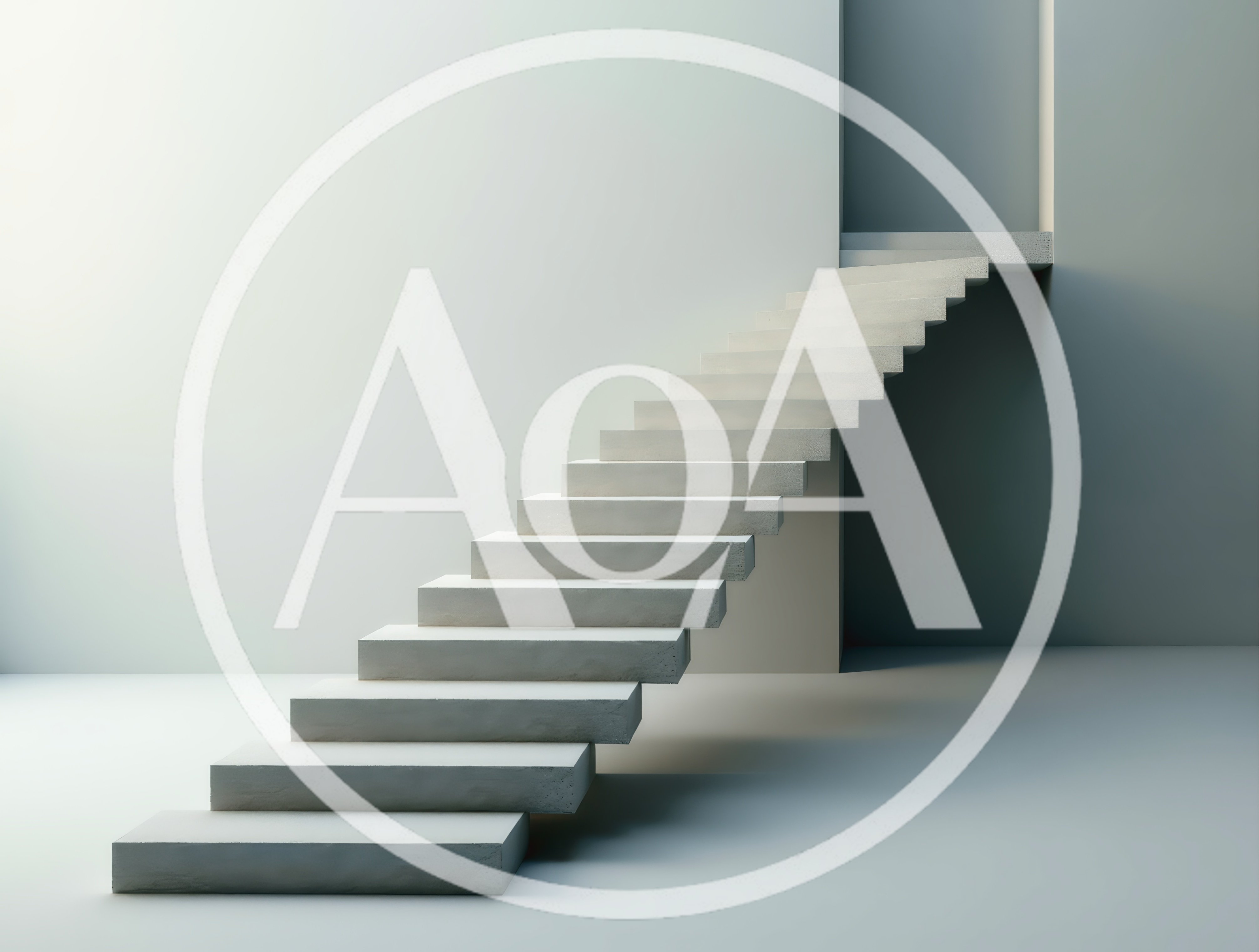 Minimalist Concrete Staircase Leading To A Dark Doorway