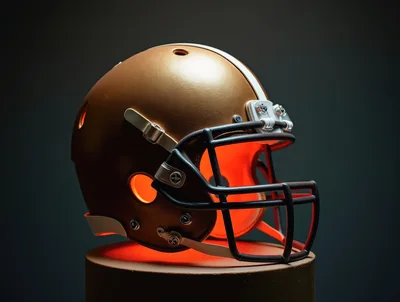 Golden Football Helmet With Glowing Interior Lighting