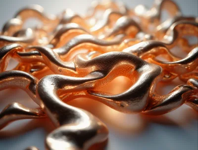 Abstract Wavy Metallic Copper Sculptural Forms