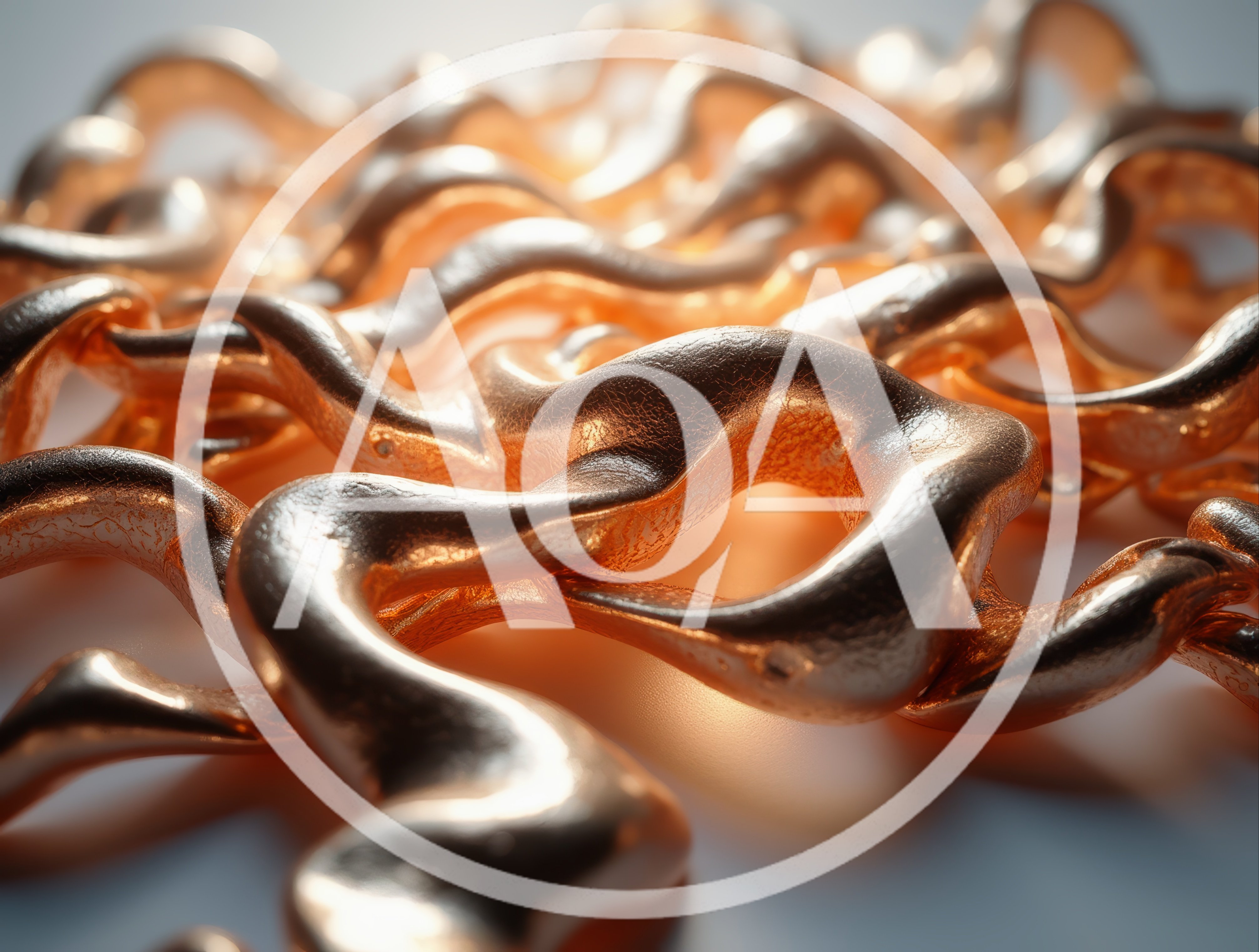 Abstract Wavy Metallic Copper Sculptural Forms