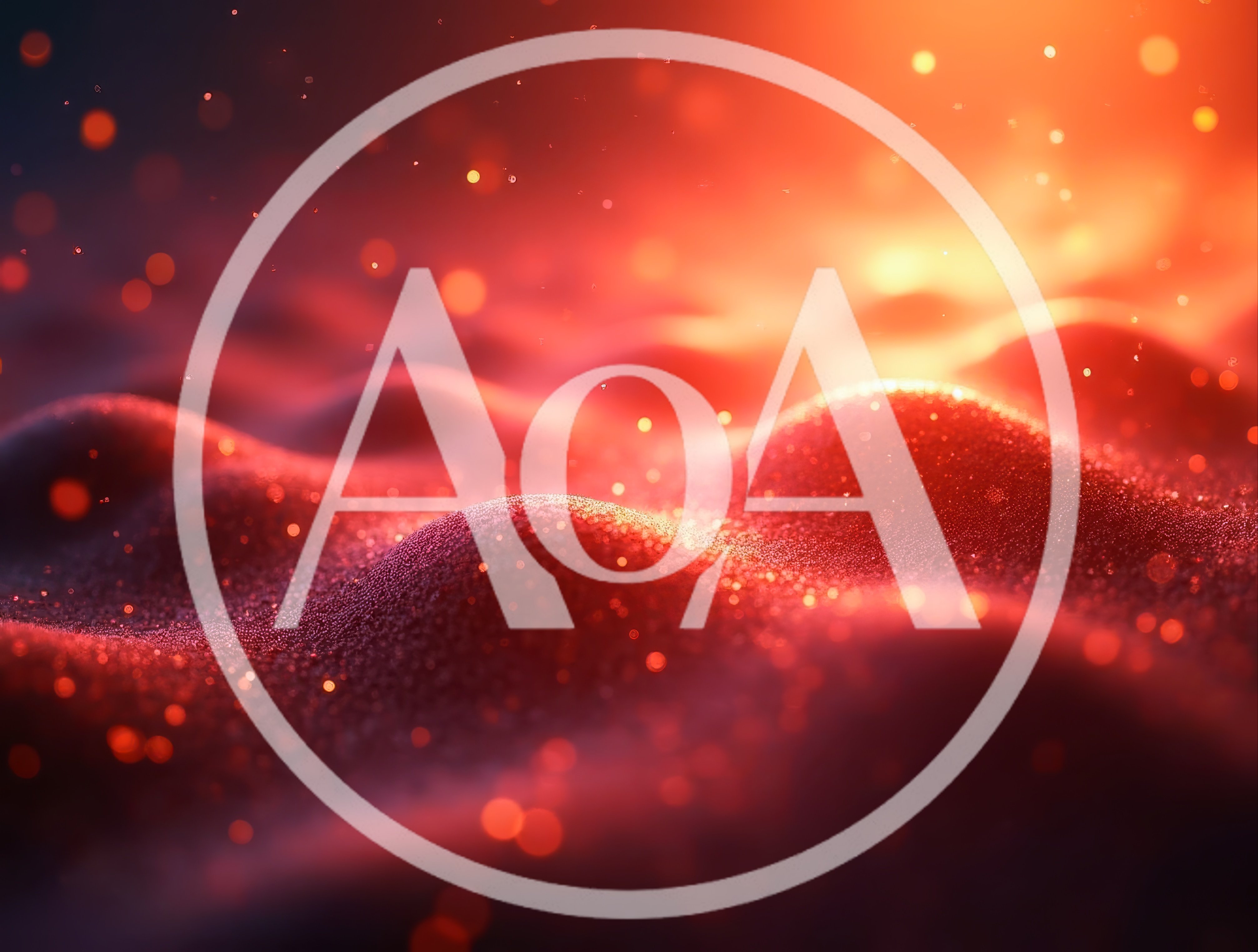 Abstract Red Wavy Surface With Glowing Particles
