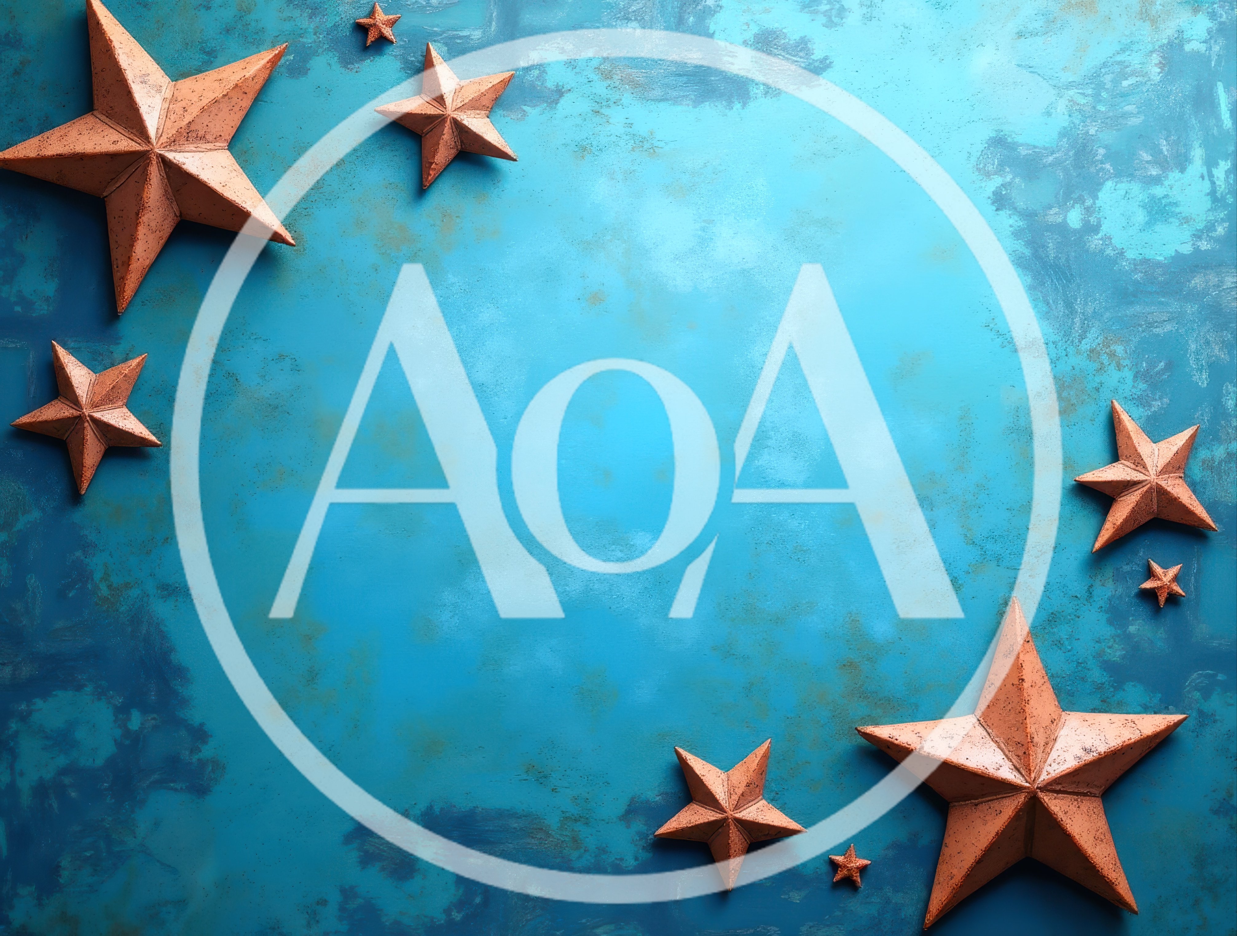 Copper Decorative Stars On Textured Blue Background