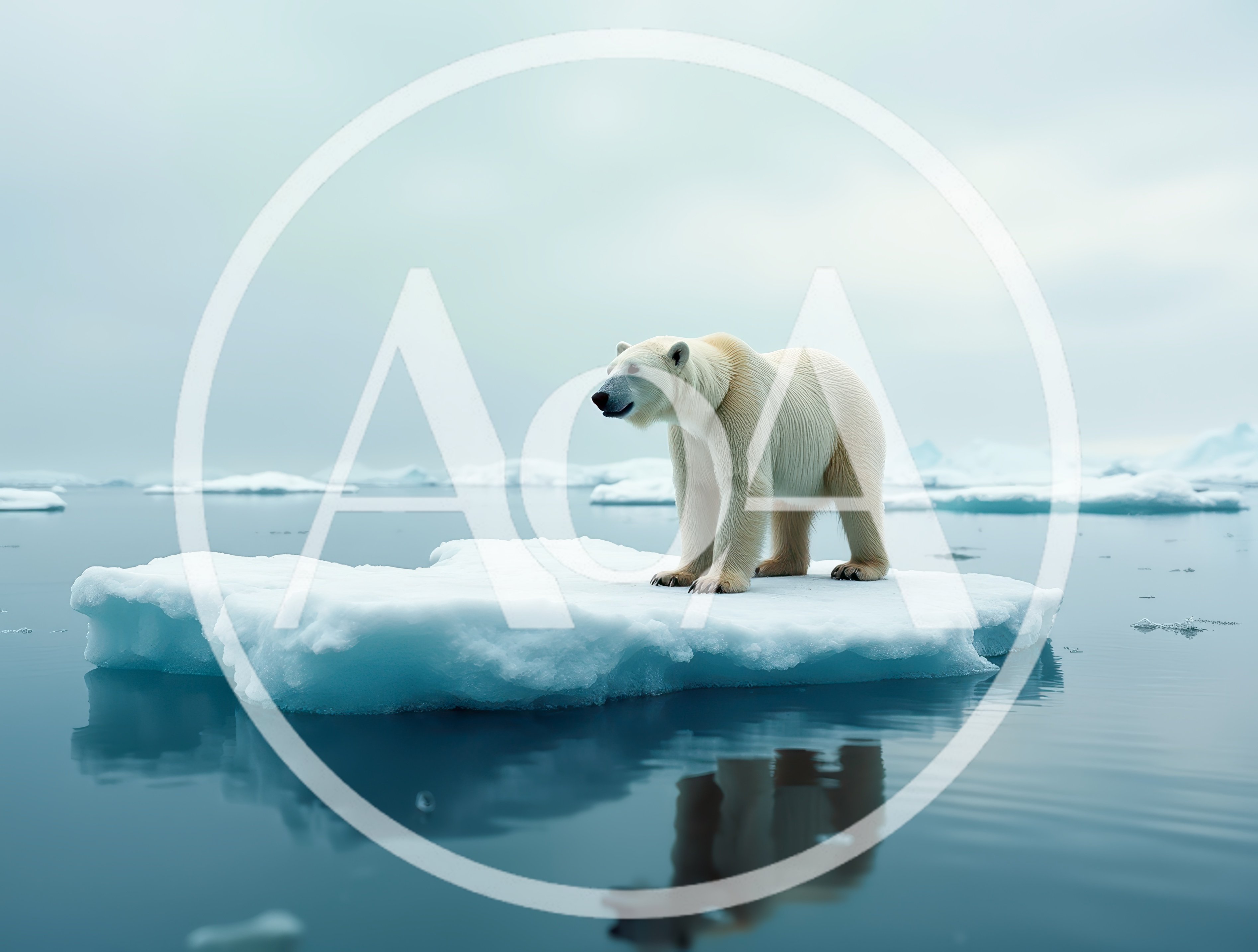 Polar Bear Standing On A Small Ice Floe