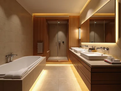 Modern Luxury Bathroom Interior With Double Vanity