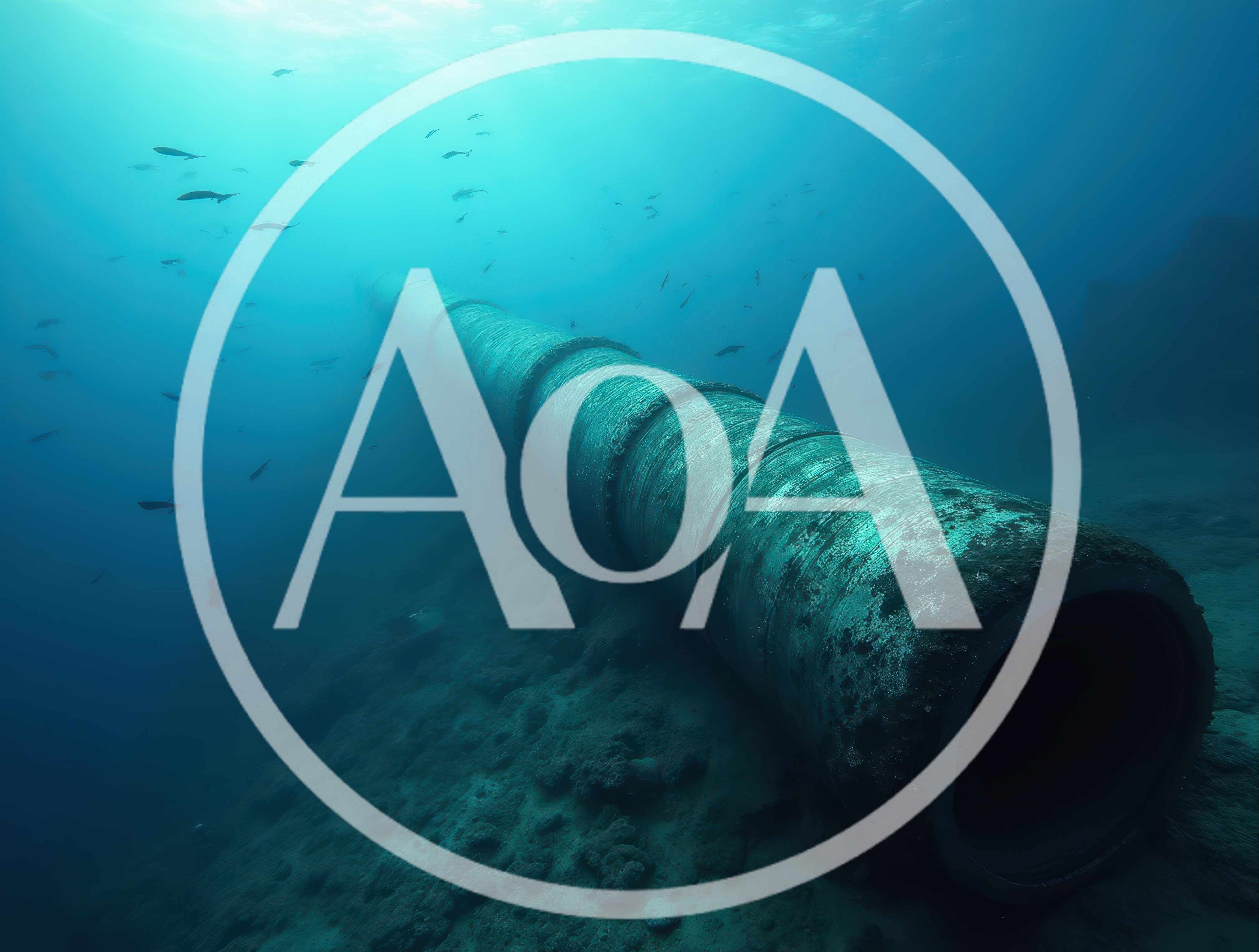 Large Submerged Industrial Pipeline On The Ocean Floor