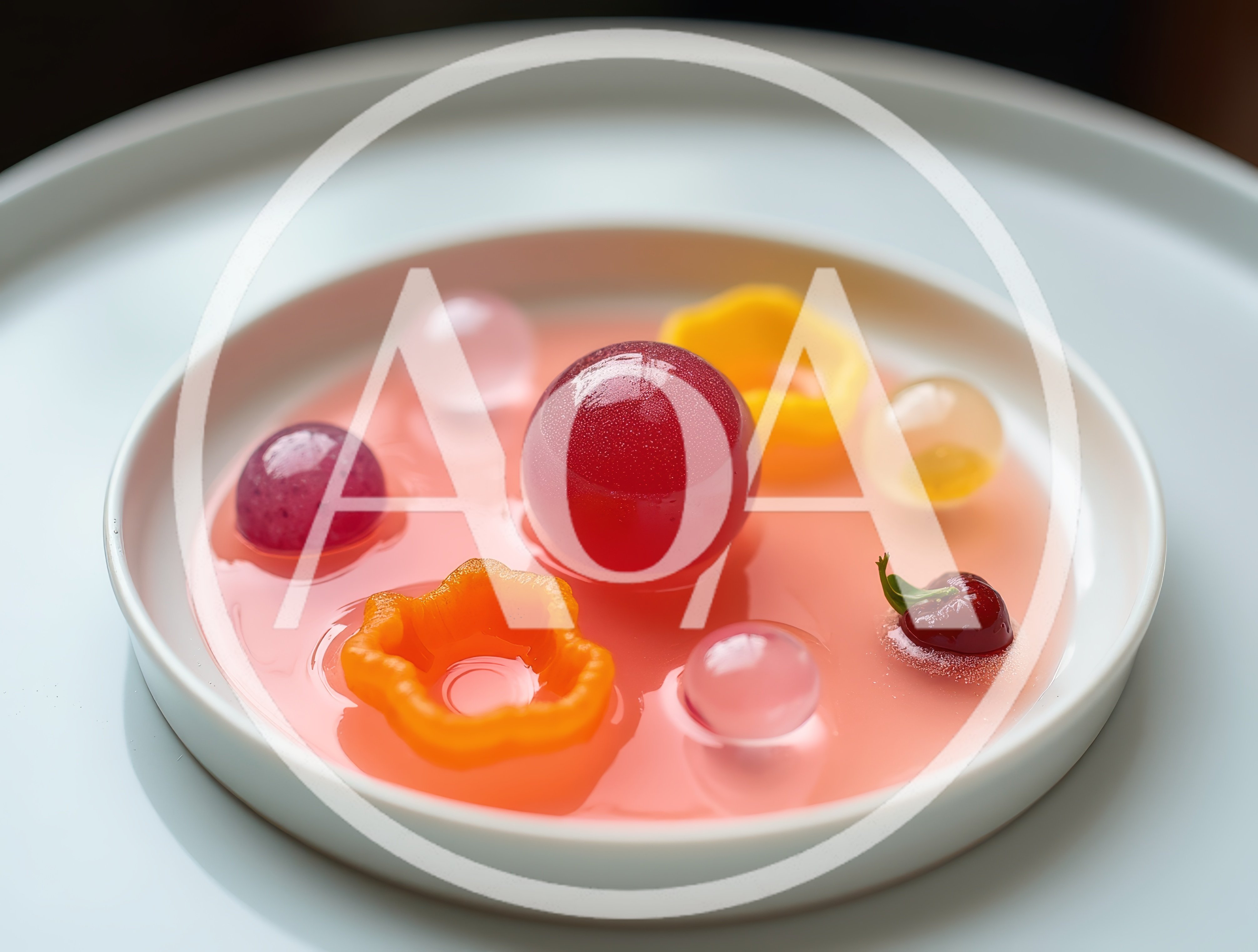 Molecular Gastronomy Dessert With Fruit Spheres And Jelly