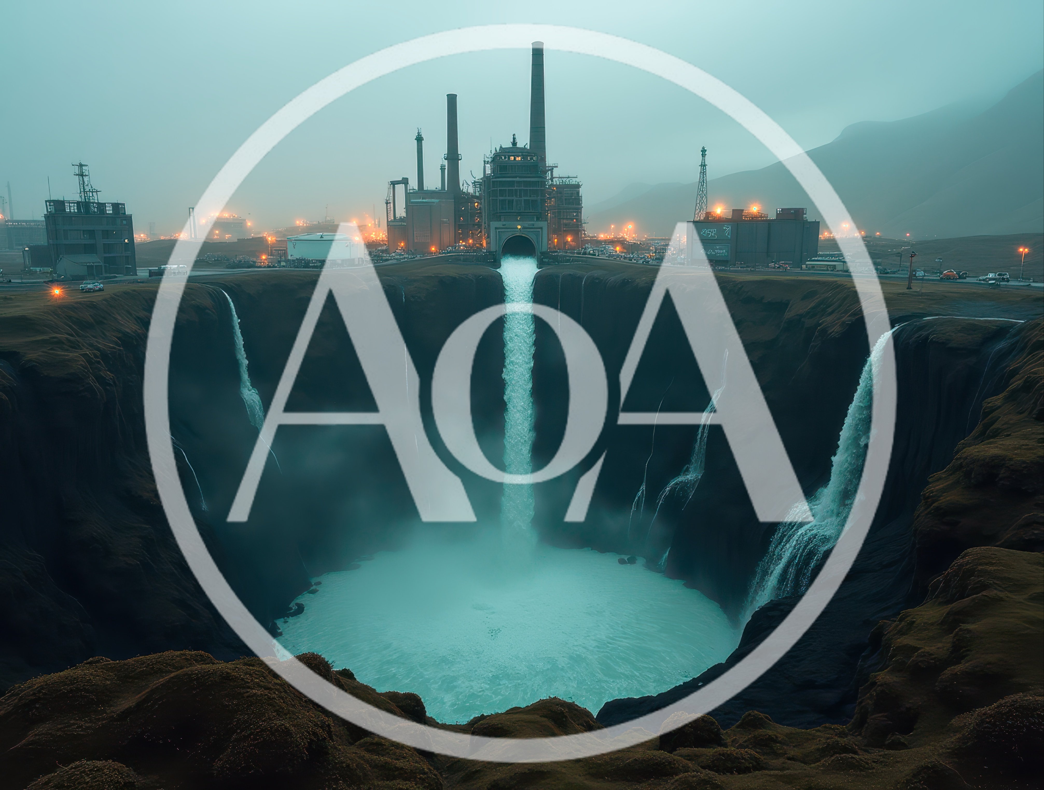 Industrial Factory Discharging Water Into A Deep Canyon
