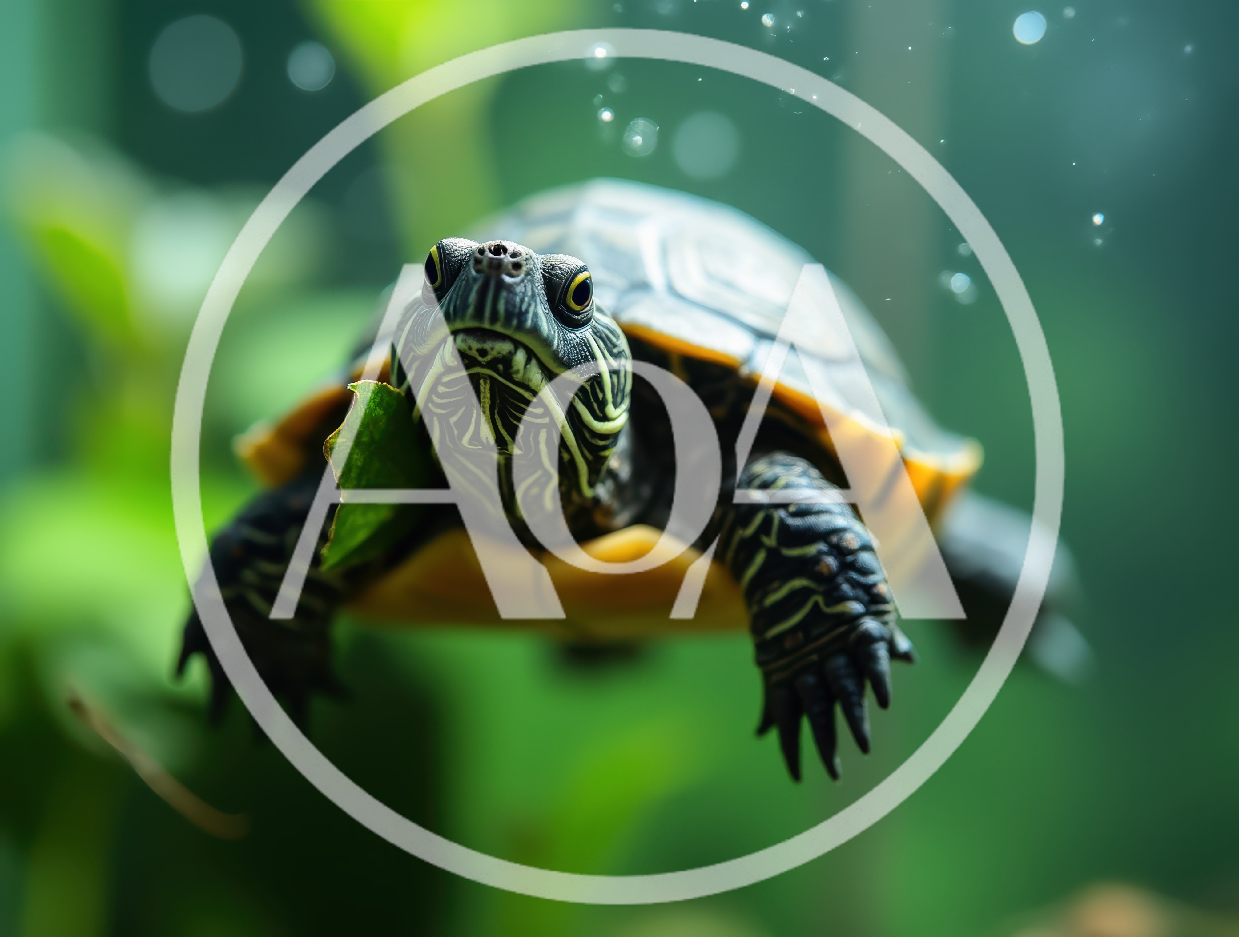Red Eared Slider Turtle Swimming Underwater