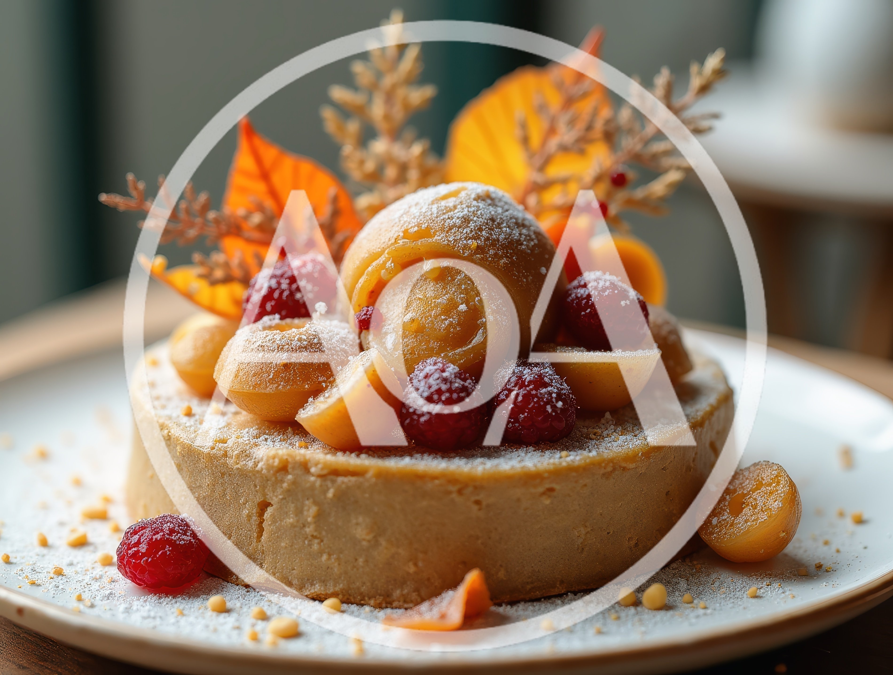 Gourmet Autumn Dessert Tart With Raspberries And Fruit