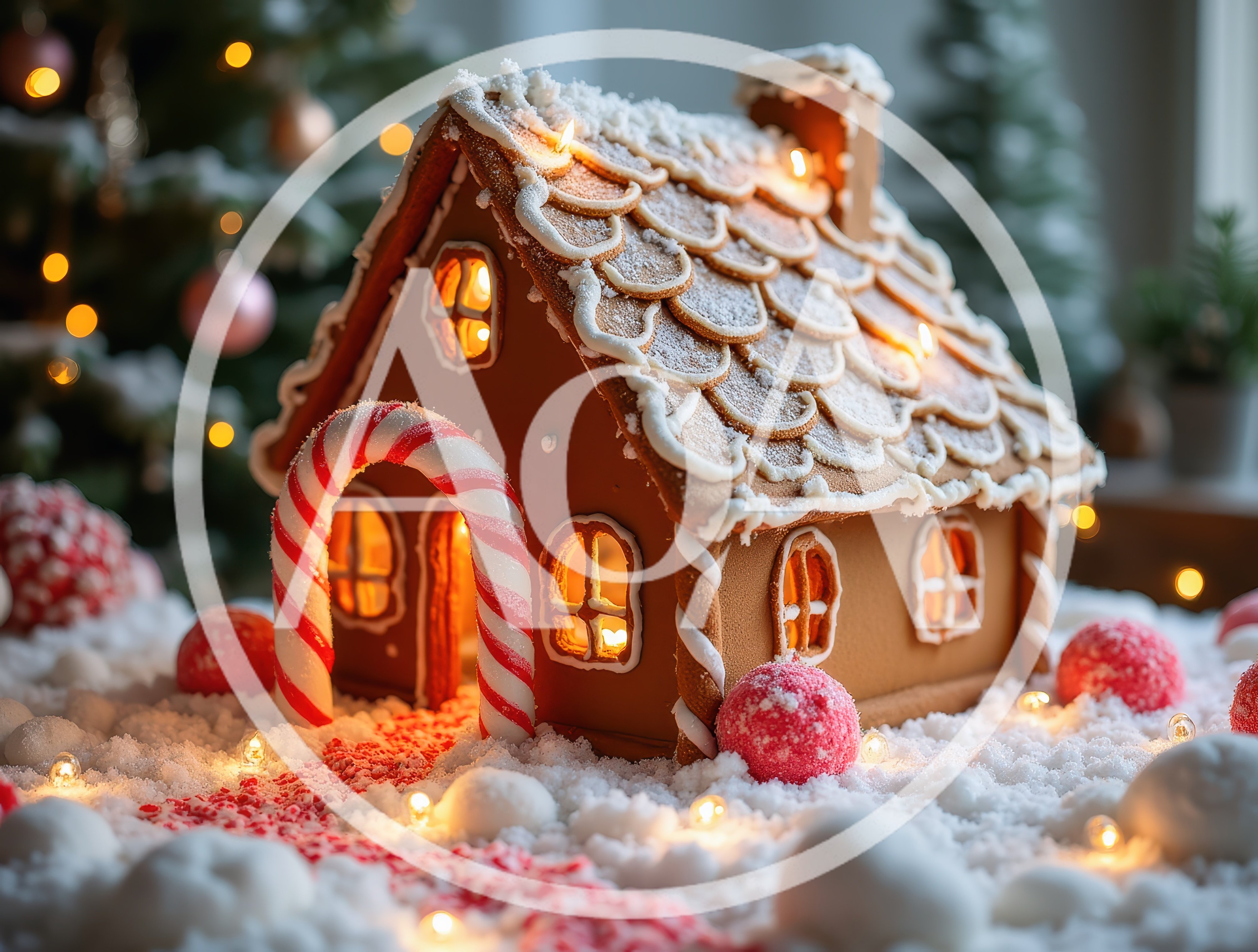 Festive Gingerbread House With Candy Cane Archway