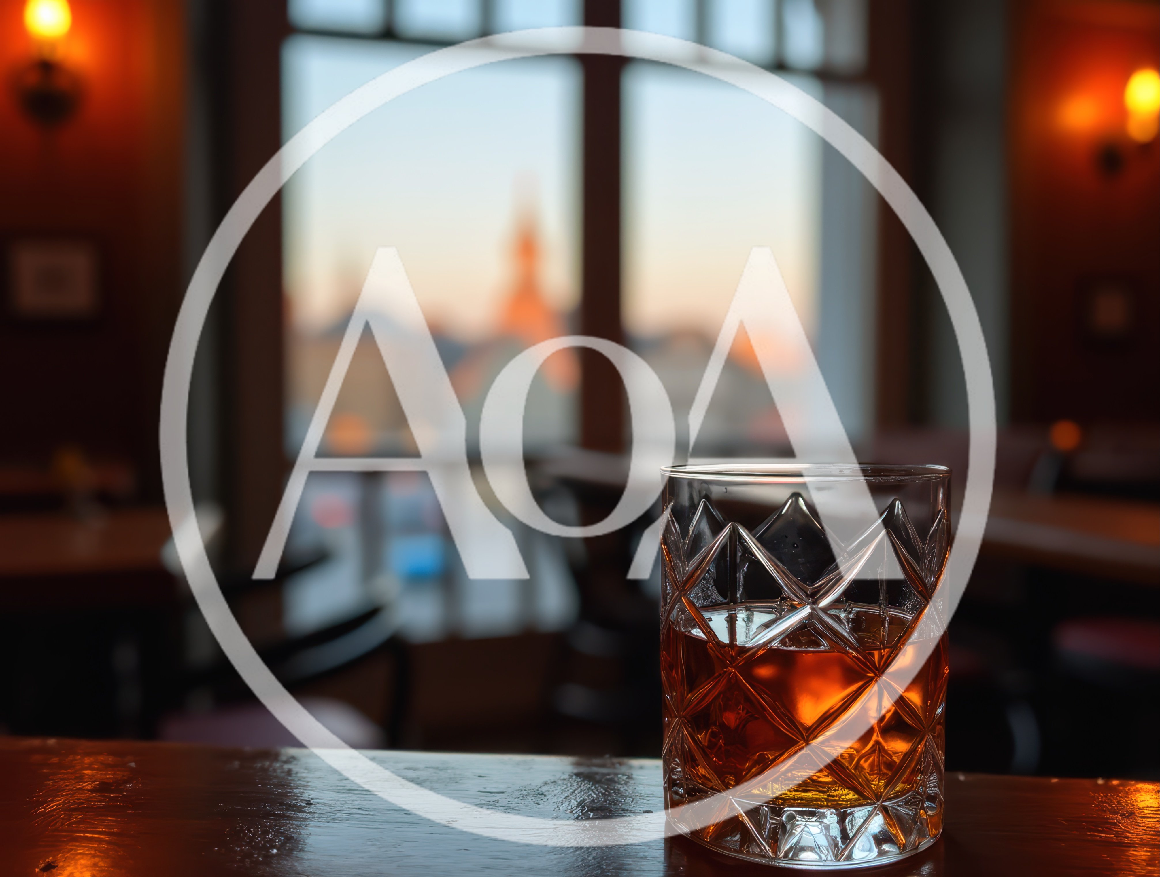 Crystal Whiskey Glass On A Bar Counter