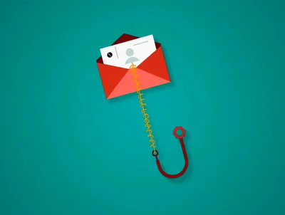 Phishing Email Concept With Hook And Envelope