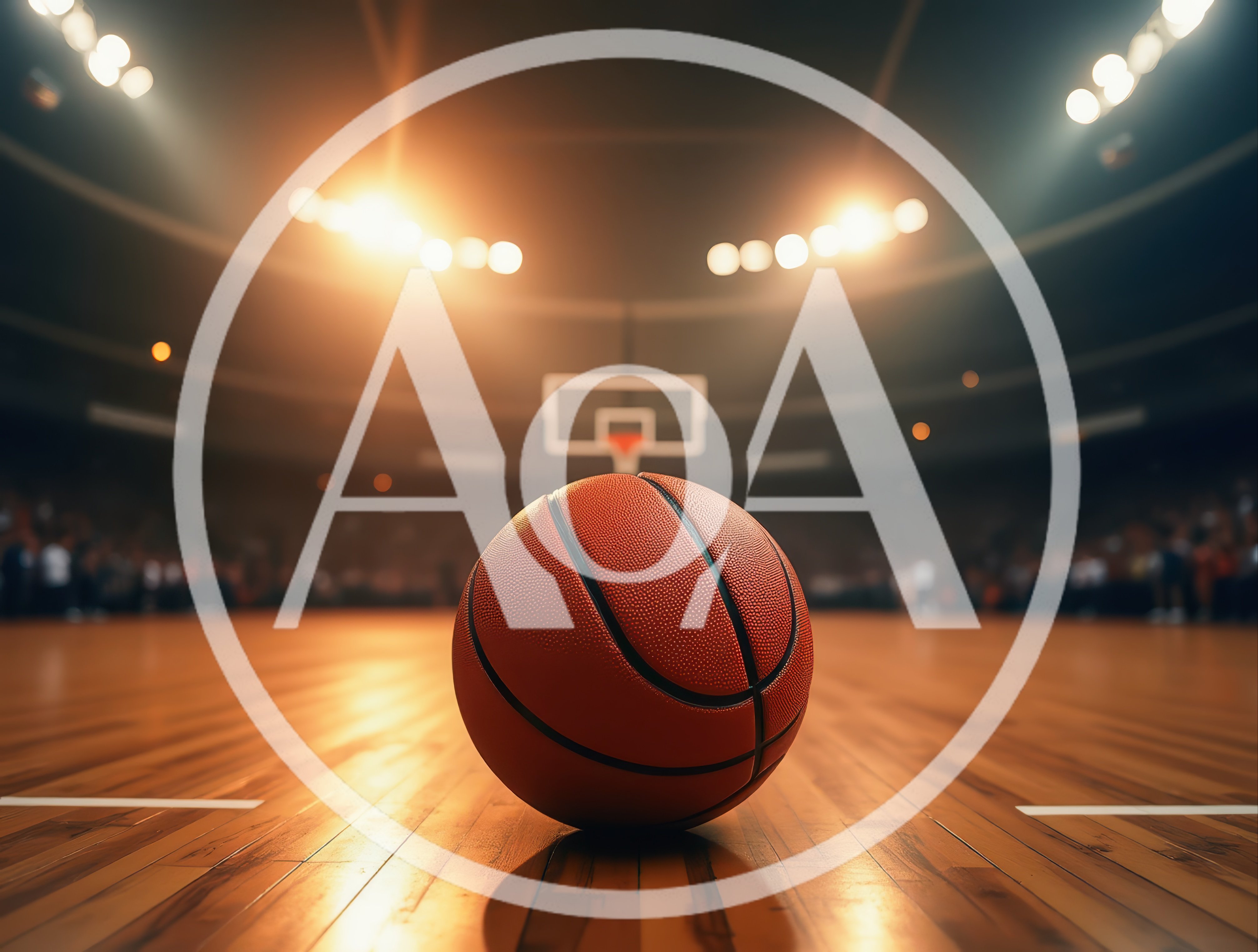 Basketball Resting on a Polished Indoor Court