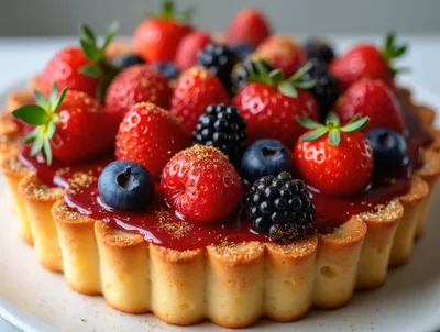 Gourmet Fruit Tart Topped With Fresh Berries