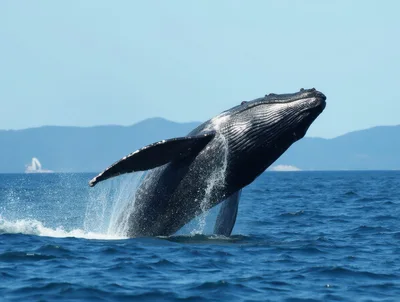 Humpback Whale Breaching Out Of The Ocean