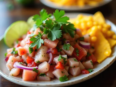 Fresh Ceviche With Lime And Corn Tortilla Chips