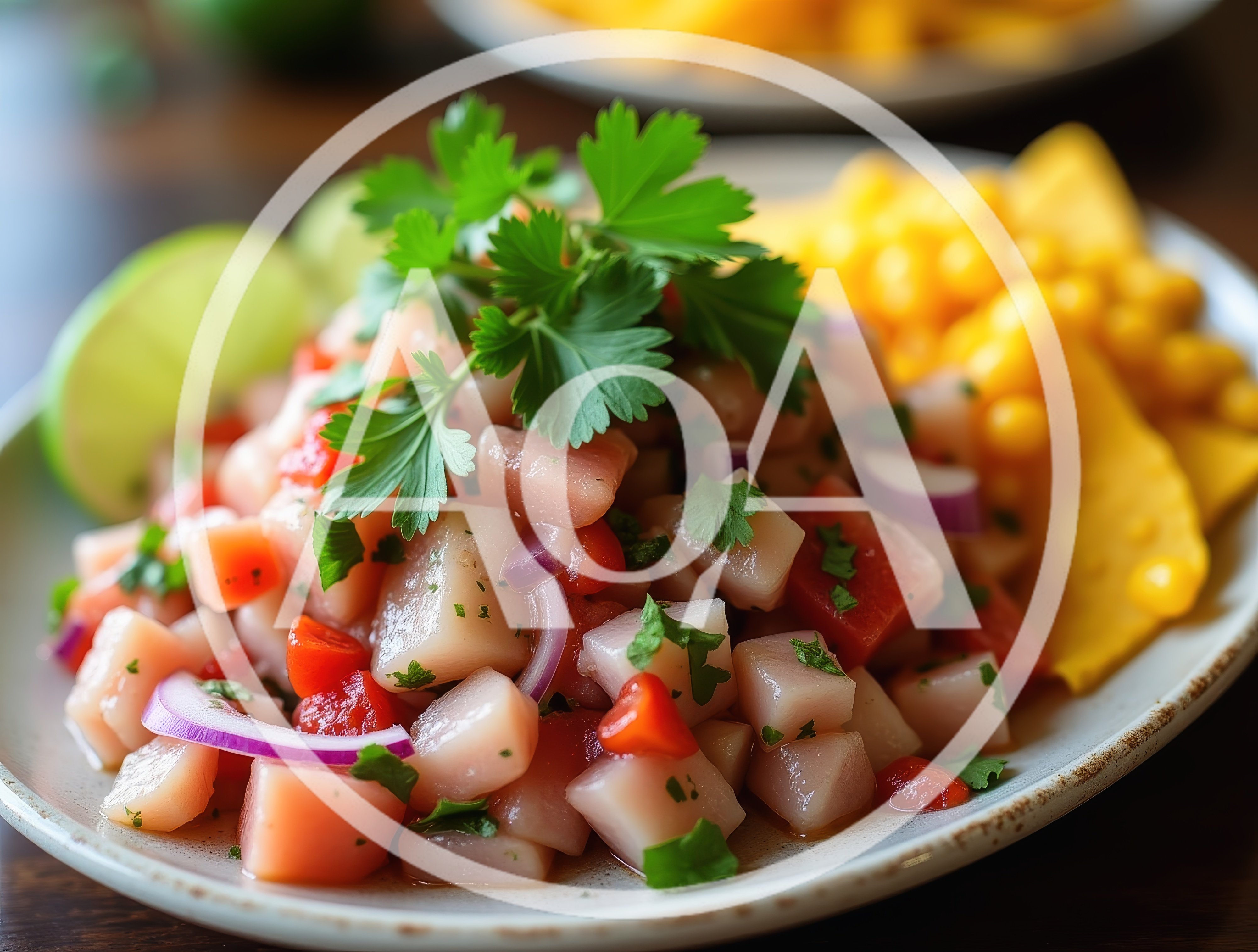 Fresh Ceviche With Lime And Corn Tortilla Chips