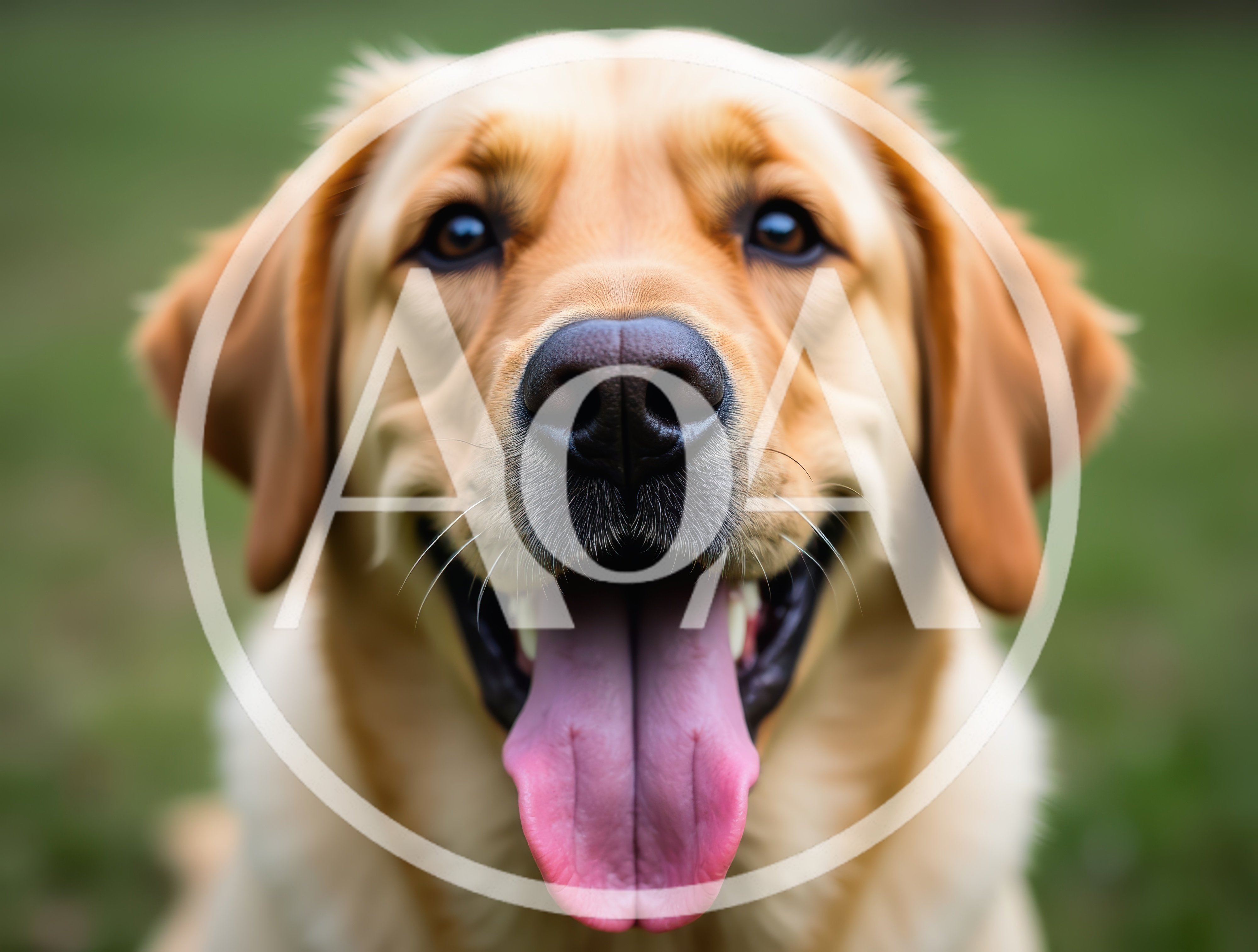 Close Up Portrait Of A Happy Golden Retriever
