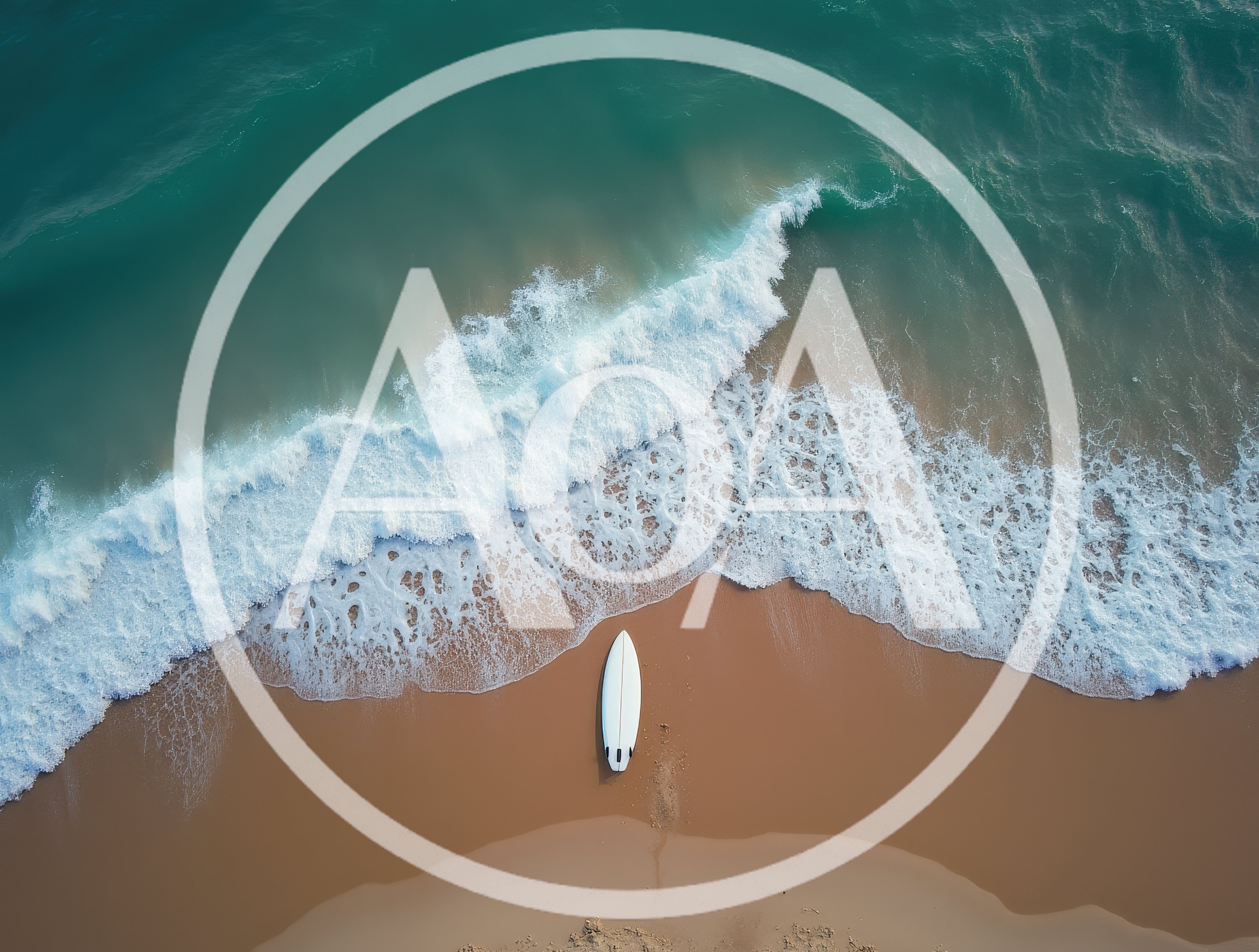 Aerial View Of A Surfboard On A Sandy Beach