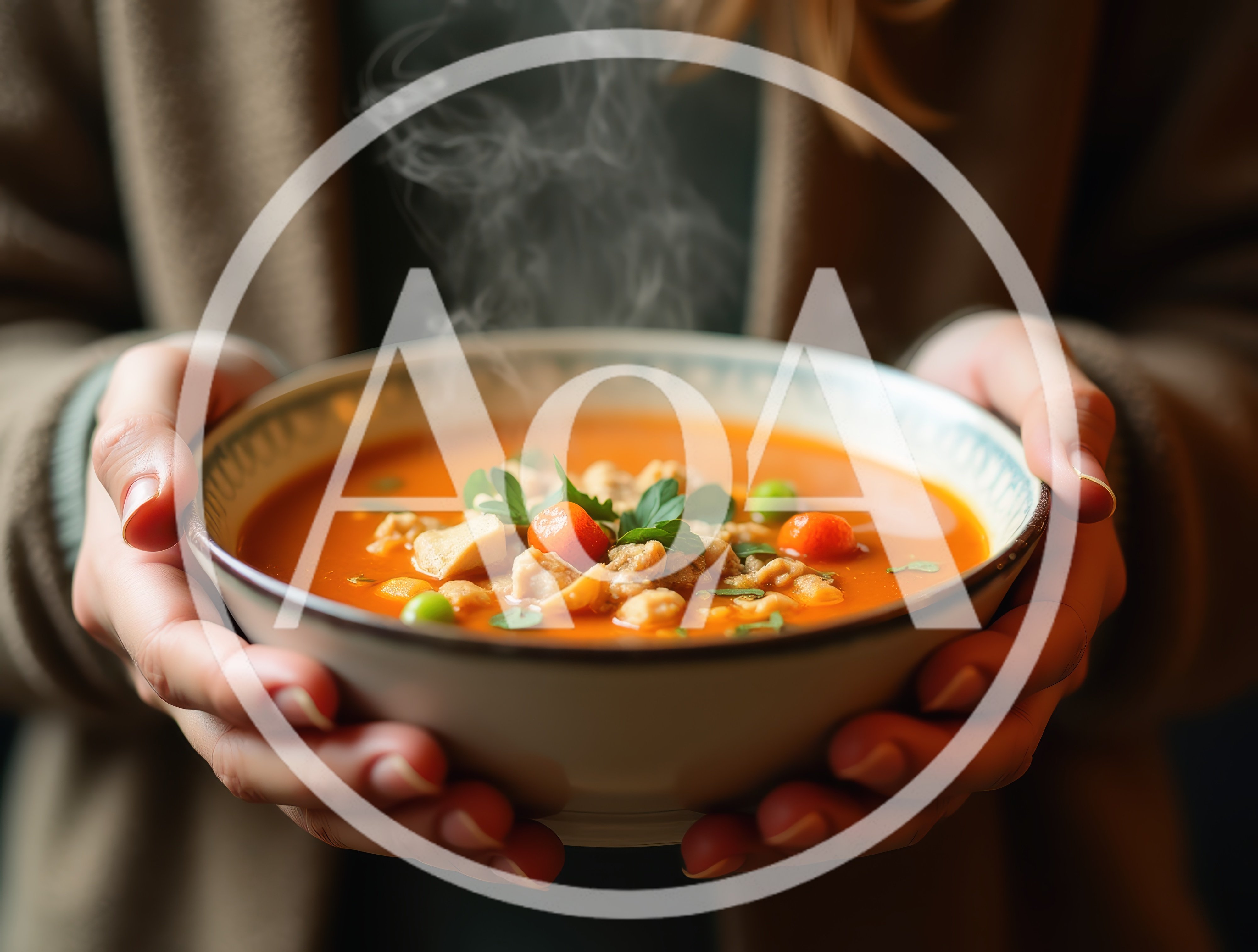Person Holding A Warm Bowl Of Tomato Soup