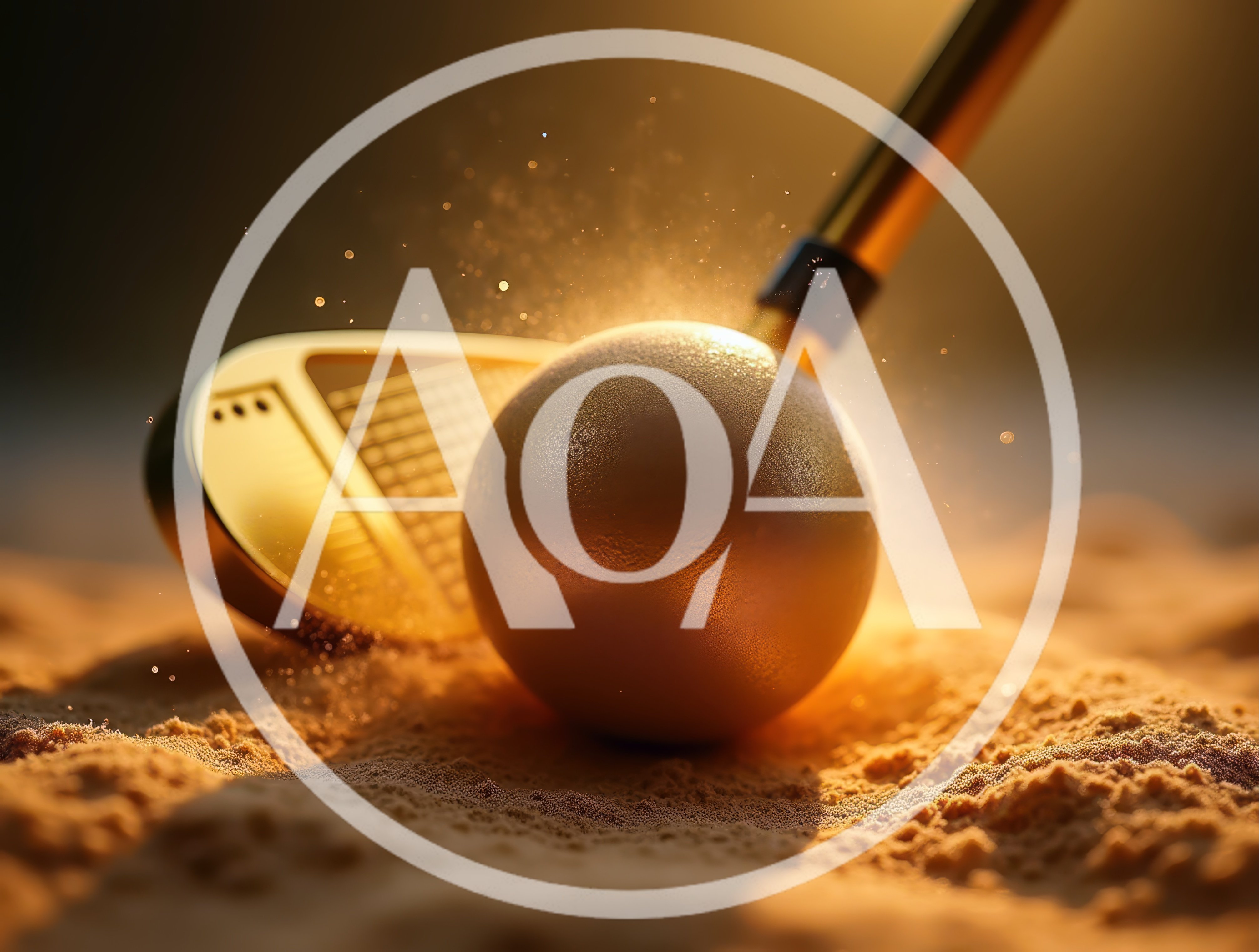 Golden Golf Ball And Club In Sand Trap