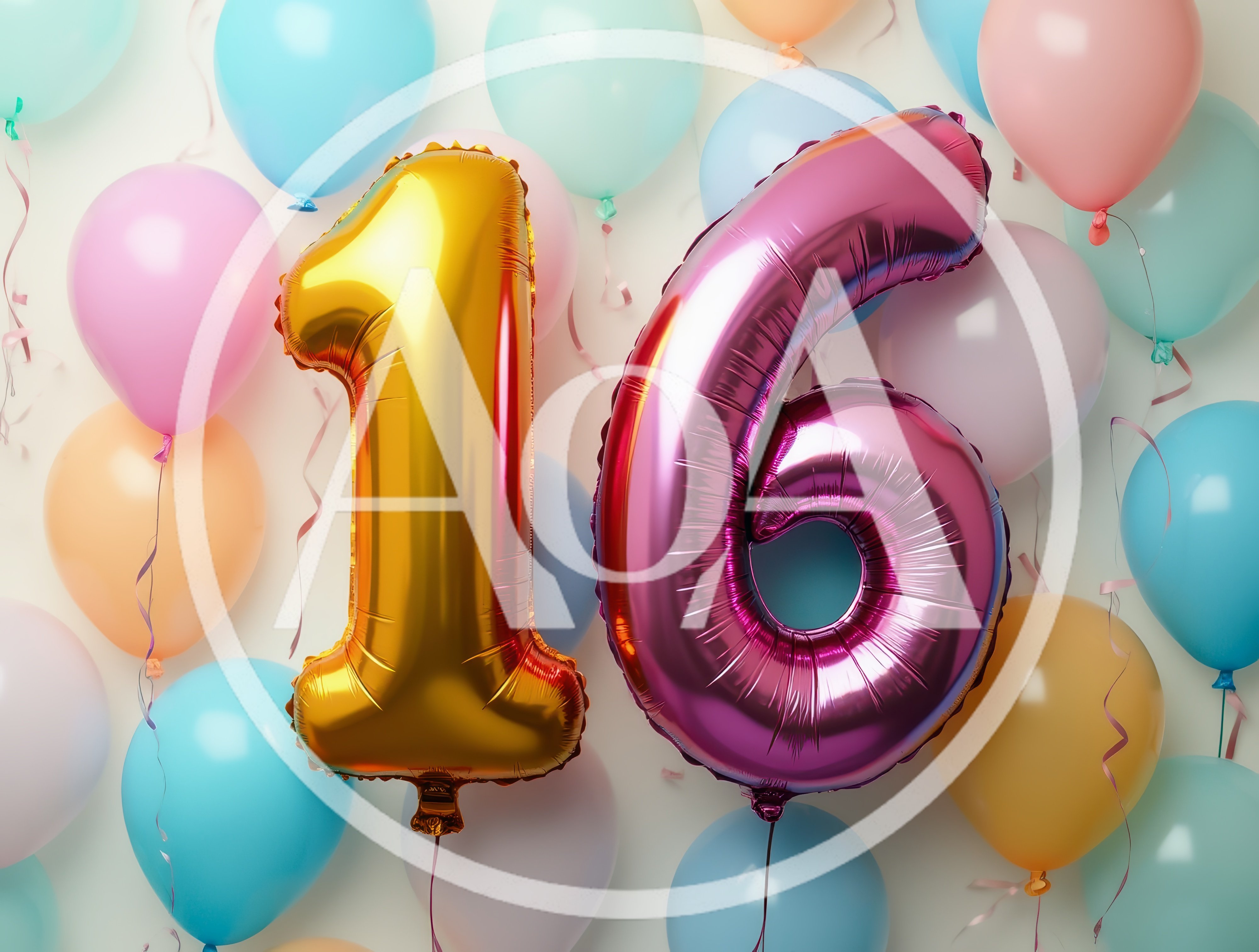 Sixteenth Birthday Celebration Balloons Background