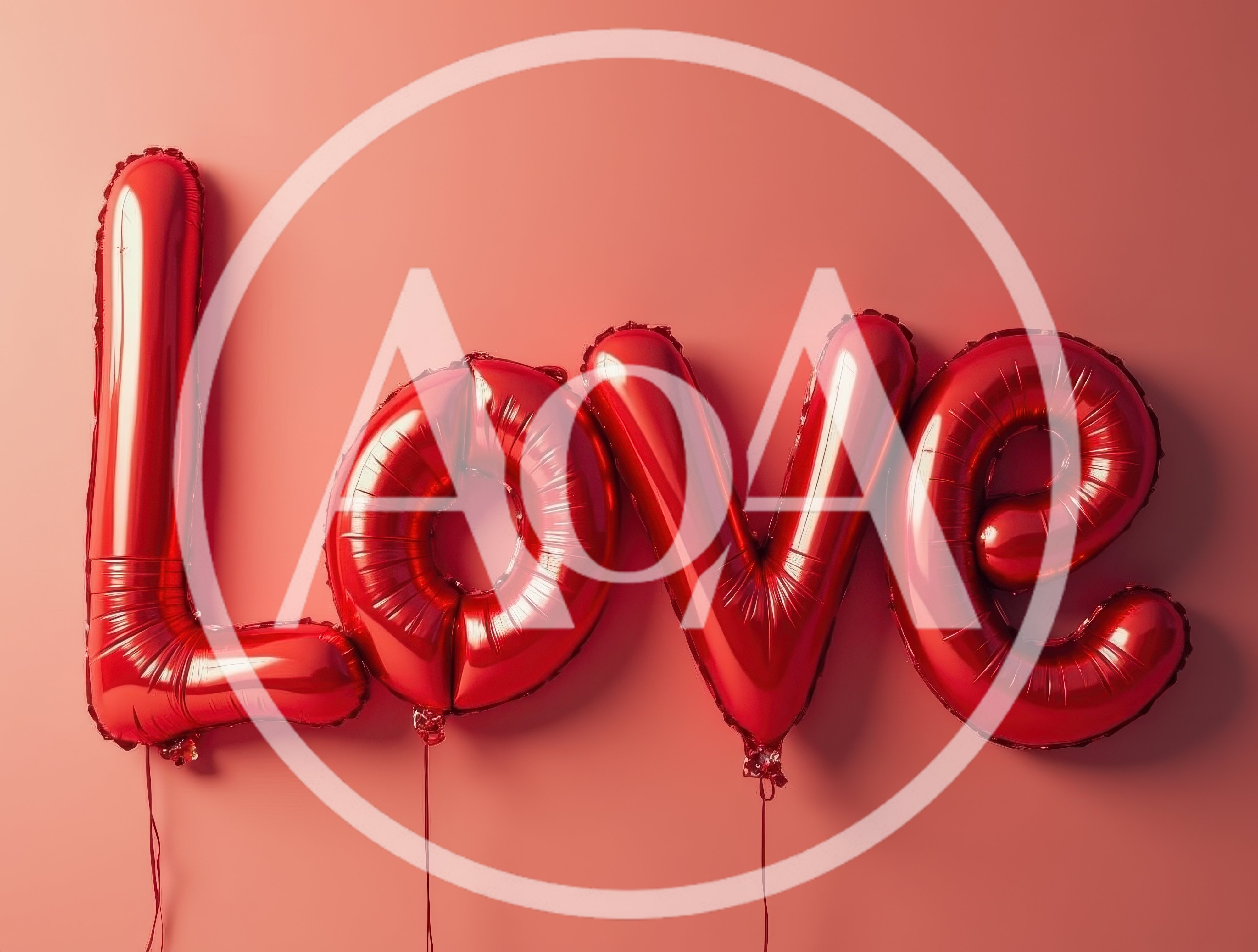 Red Foil Balloons Spelling Love On Pink Background