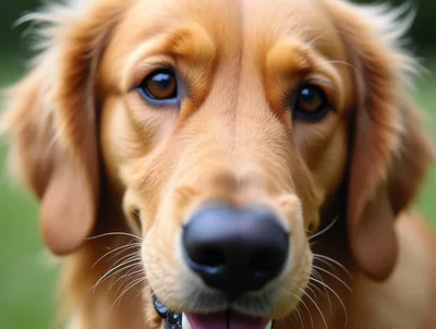 Close Up Portrait Of A Golden Retriever Dog