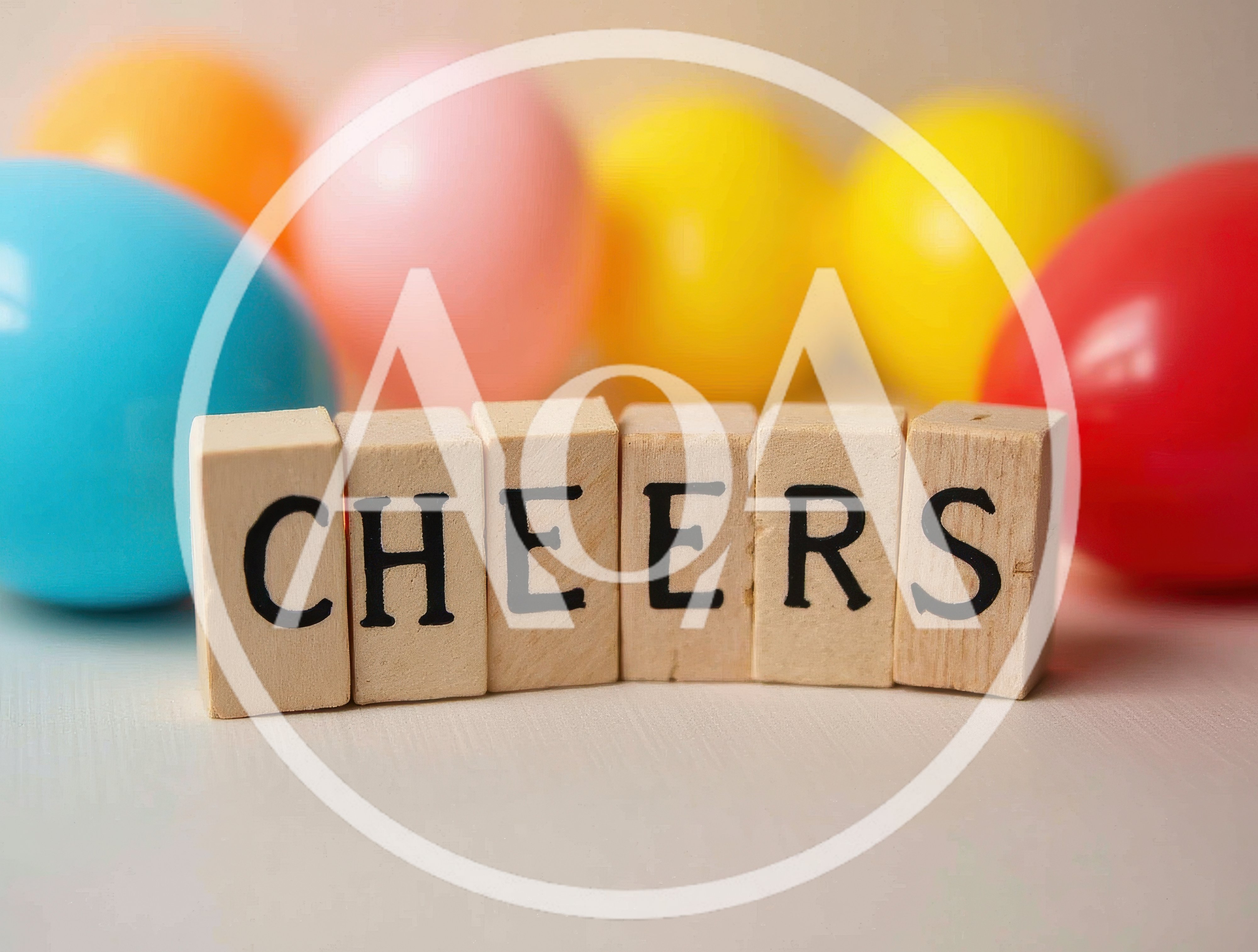 Wooden Blocks Spelling Cheers With Colorful Easter Eggs