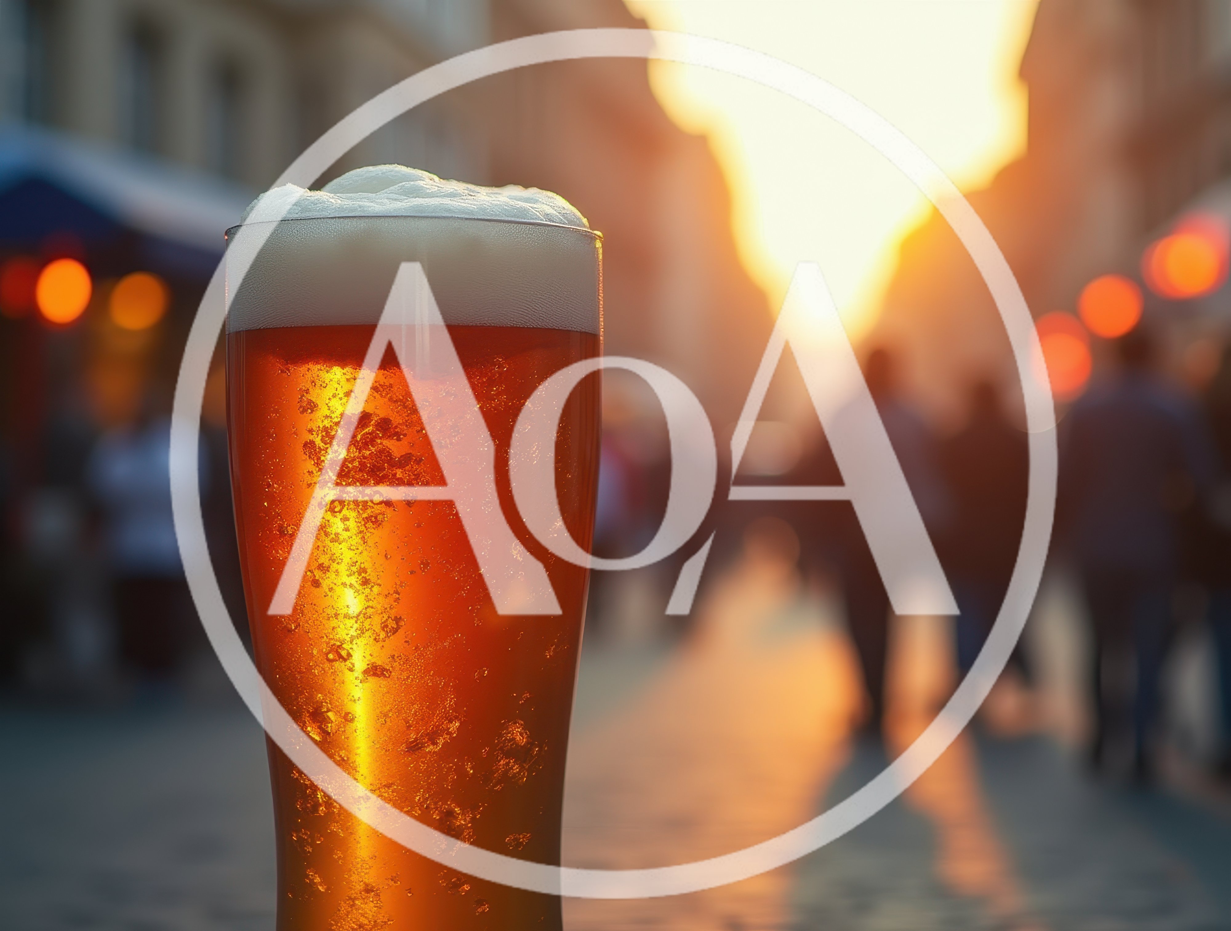Glass Of Cold Beer On A Busy City Street