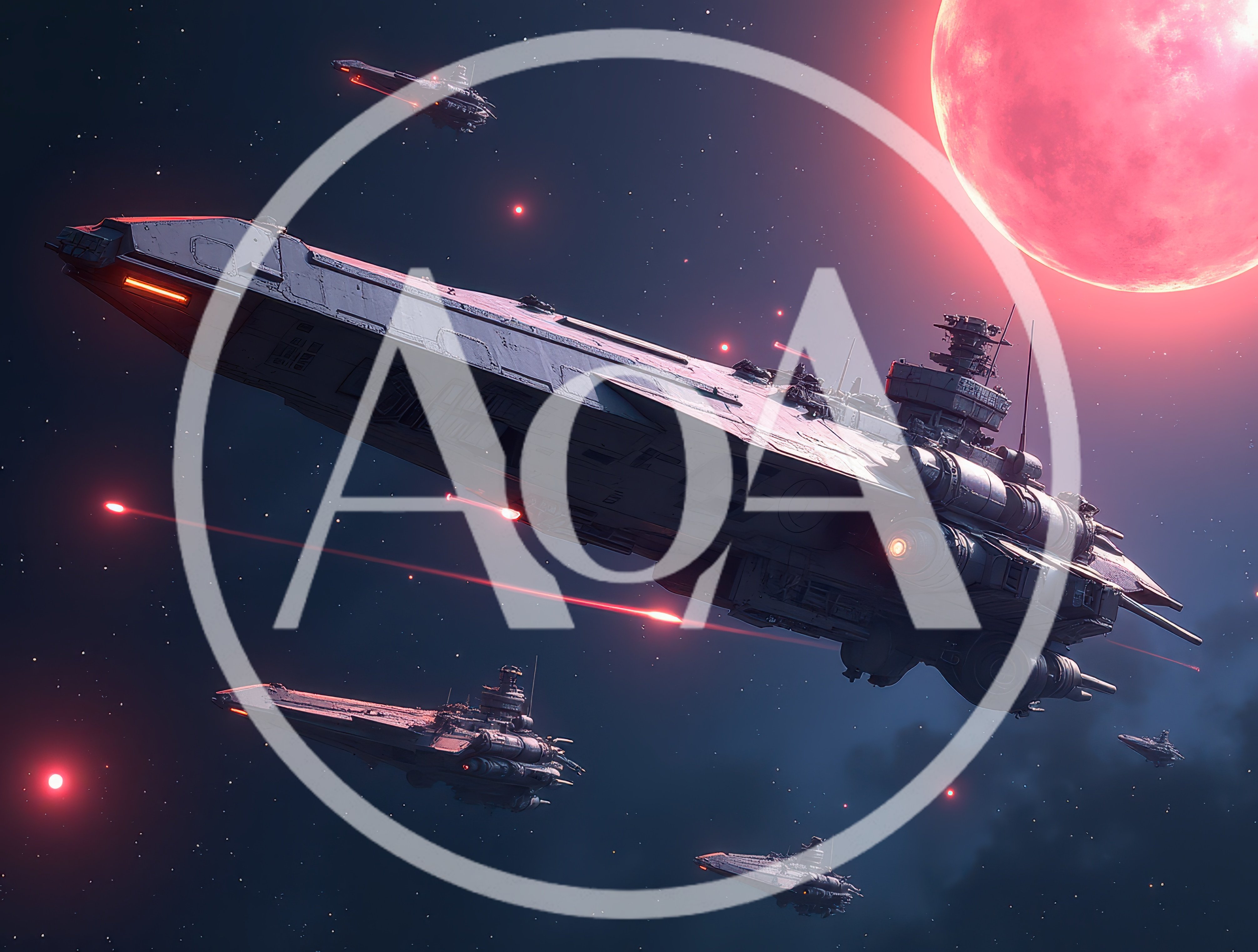 Sci-Fi Fleet Of Spaceships Engaging In Deep Space Battle