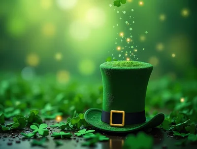 St Patricks Day Leprechaun Hat With Magical Sparkles