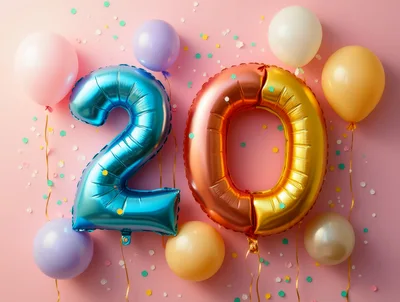 20th Birthday Celebration Balloons With Confetti