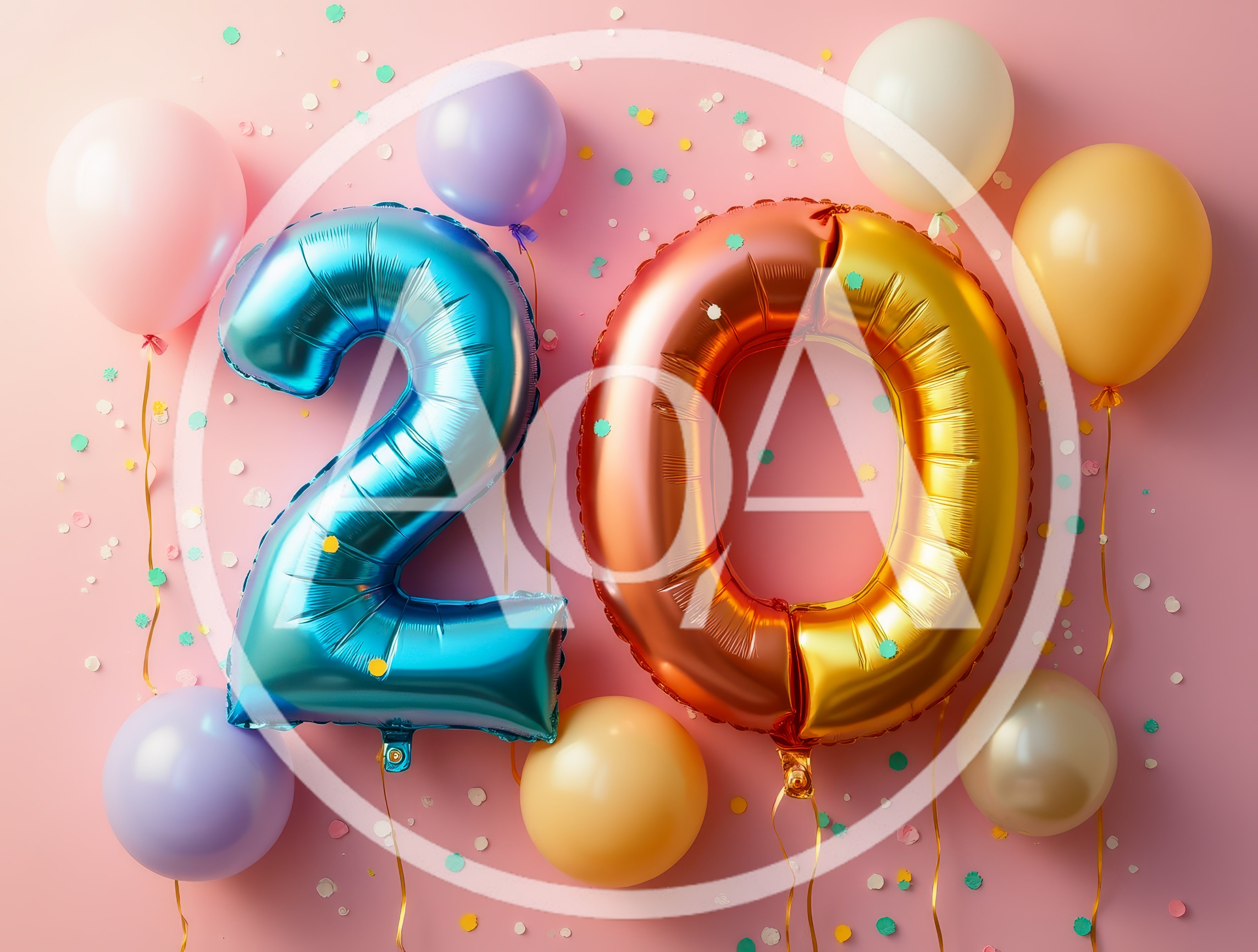 20th Birthday Celebration Balloons With Confetti