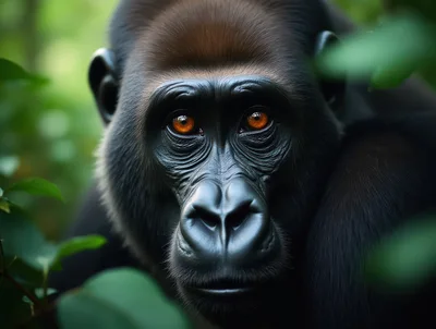 Close Up Portrait Of A Gorilla In The Wild