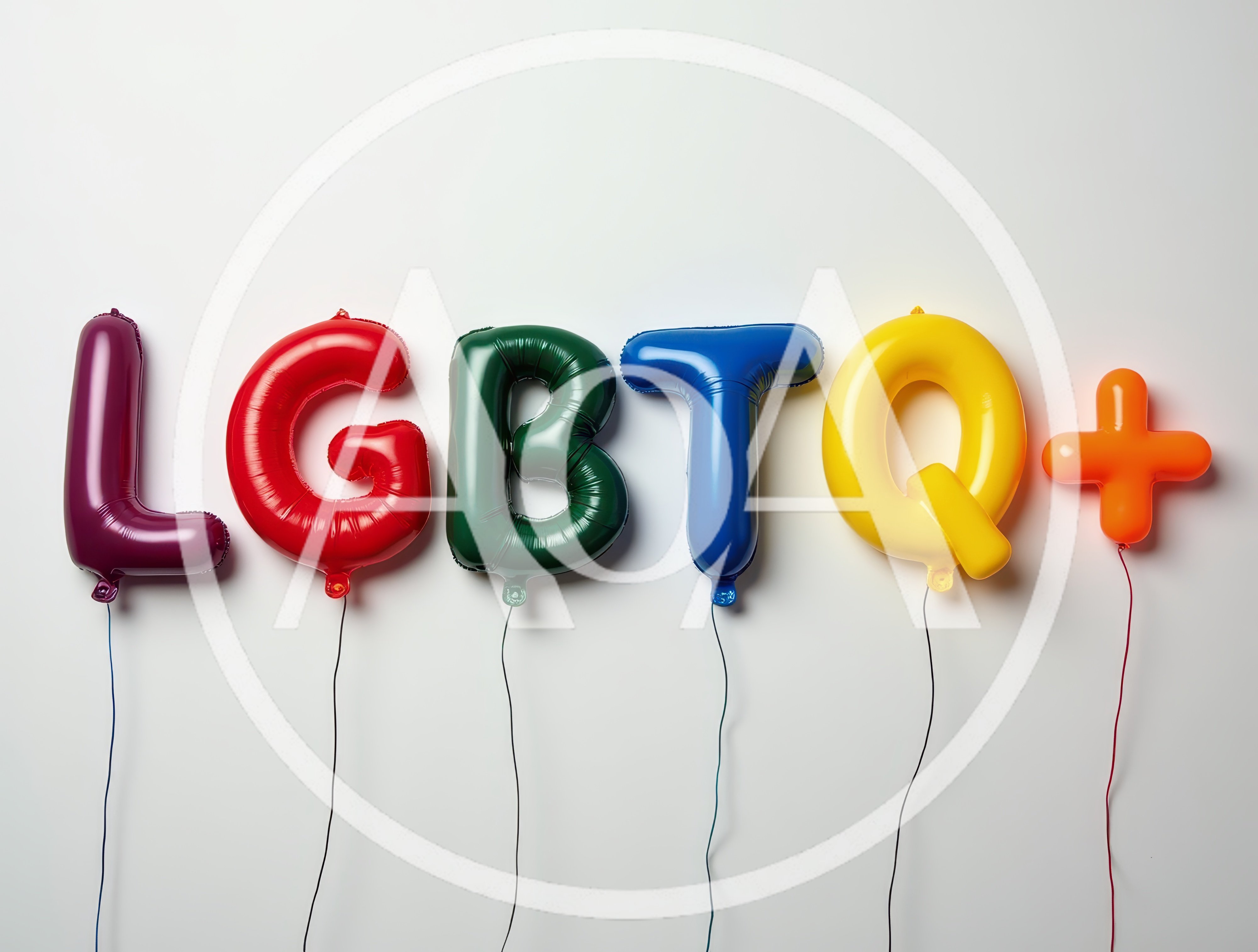 LGBTQ Plus Balloon Letters on White Background