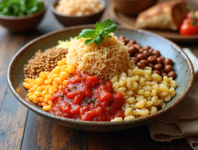 Bowl Of Rice With Beans And Vegetables