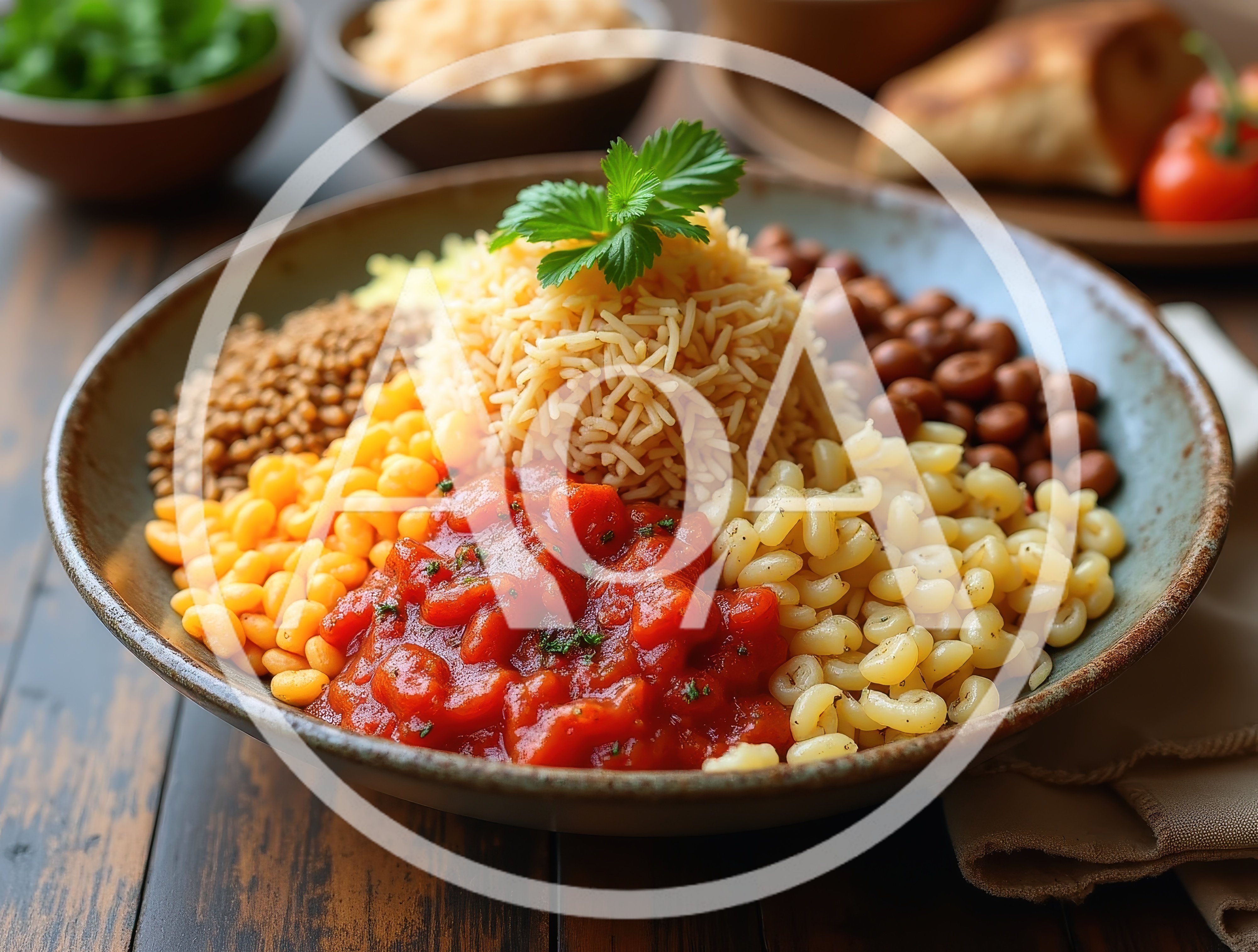 Bowl Of Rice With Beans And Vegetables