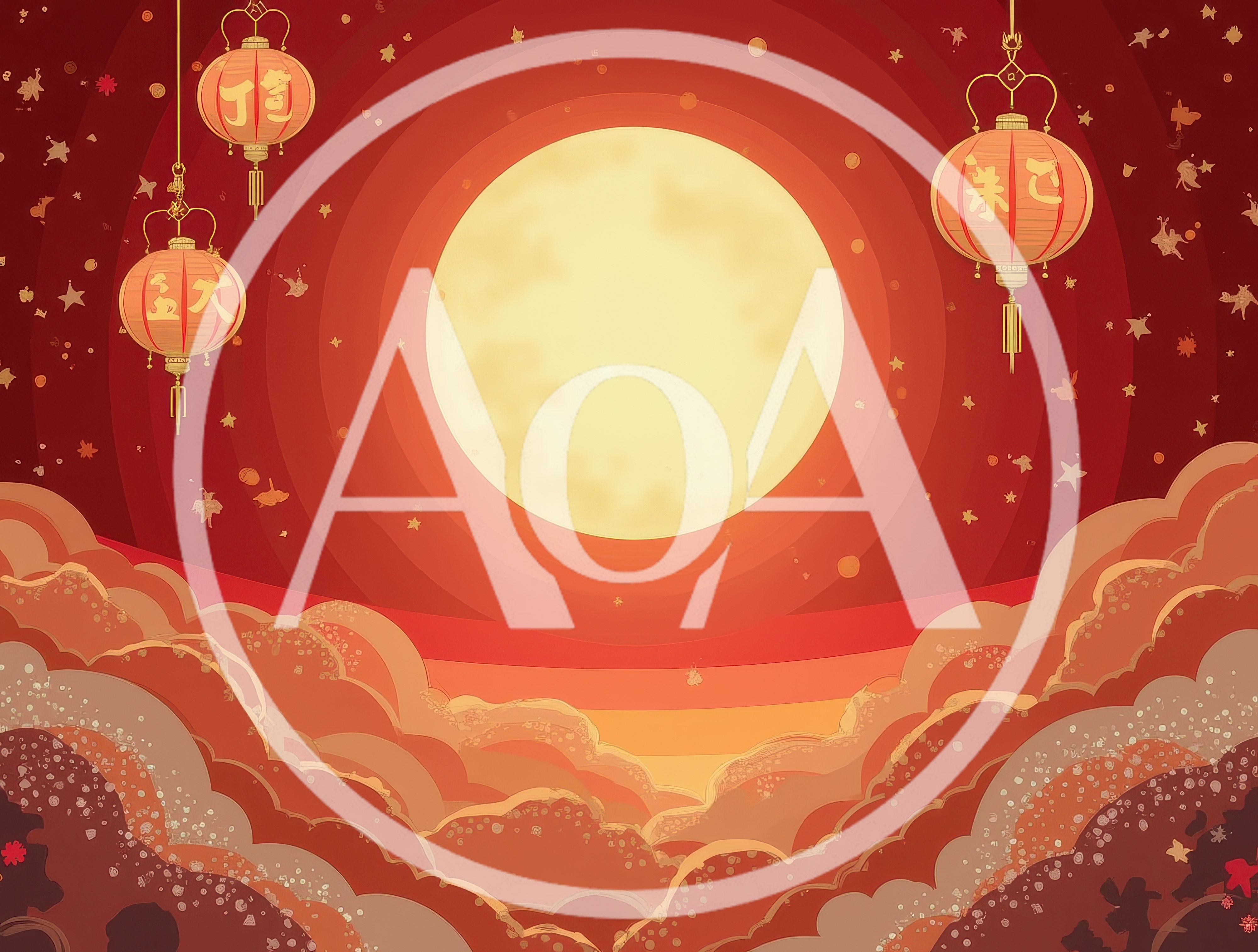 Mid Autumn Festival Background With Full Moon And Lanterns