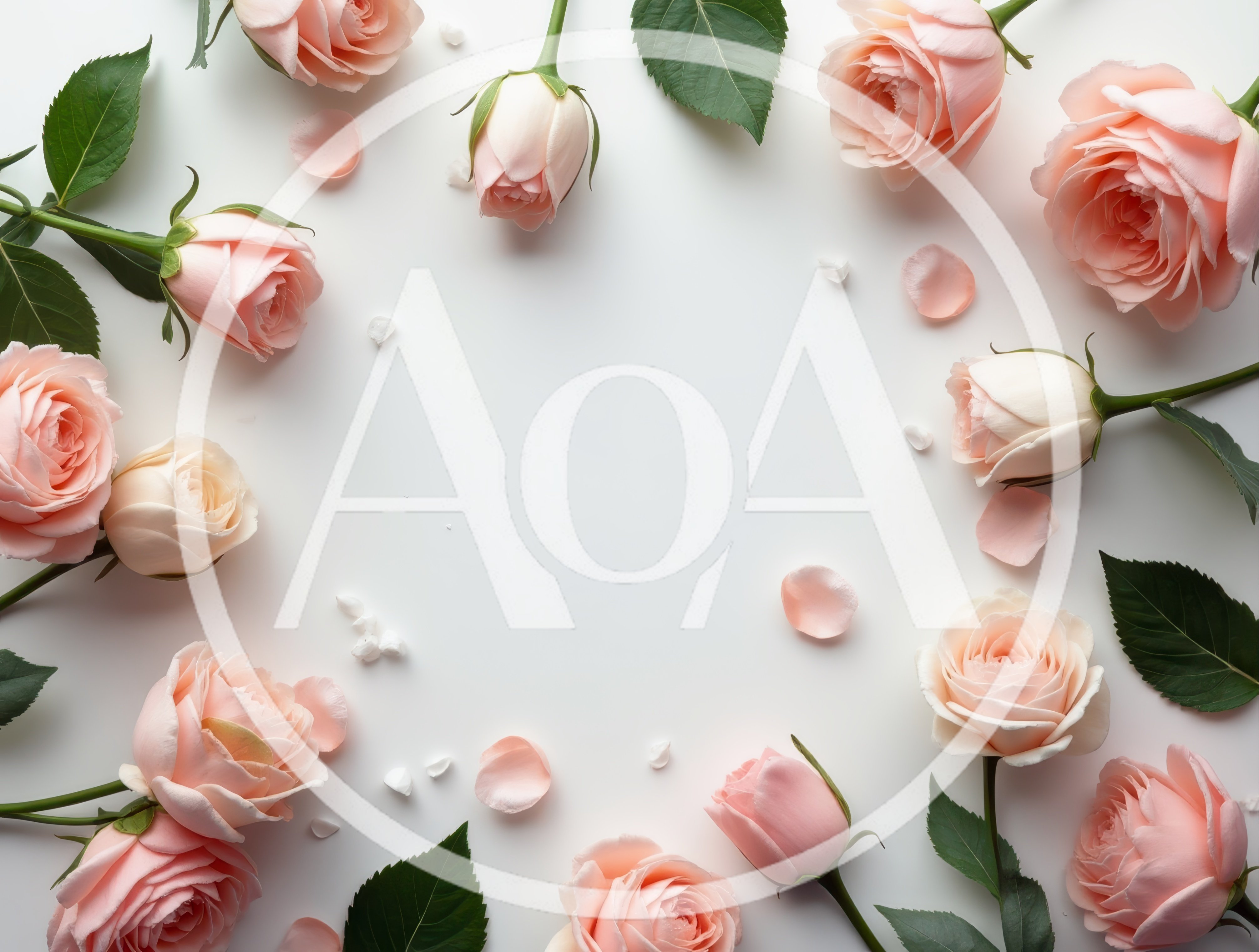 Pink Rose Floral Frame on White Background