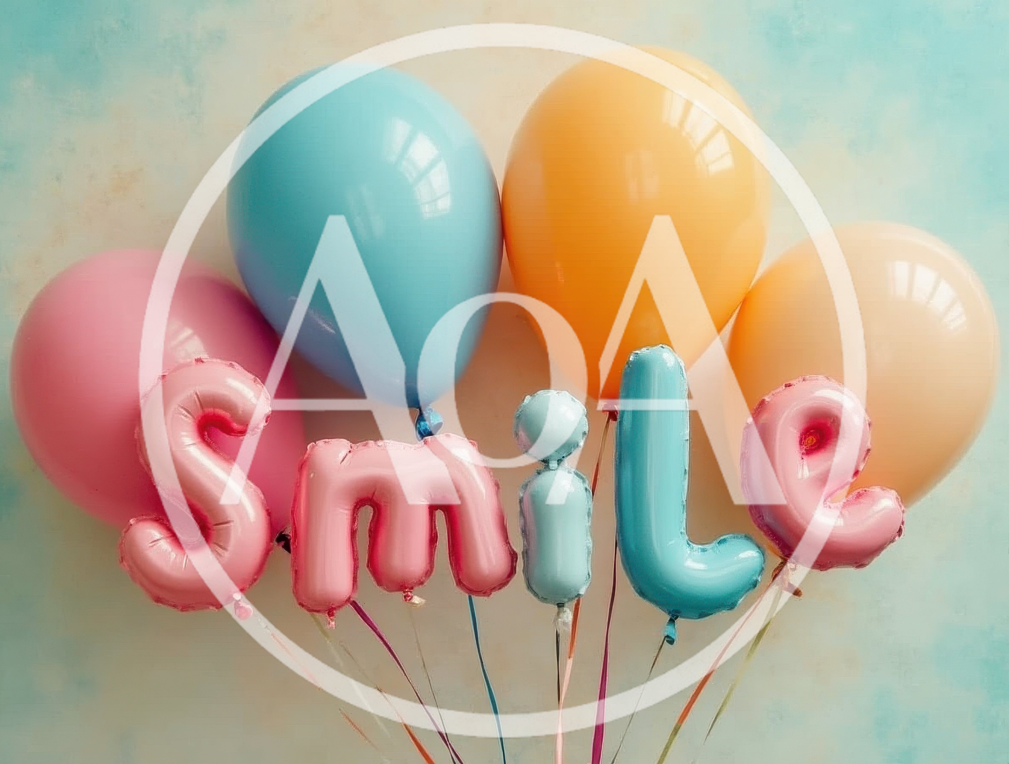 Colorful Smile Balloon Lettering With Floating Balloons