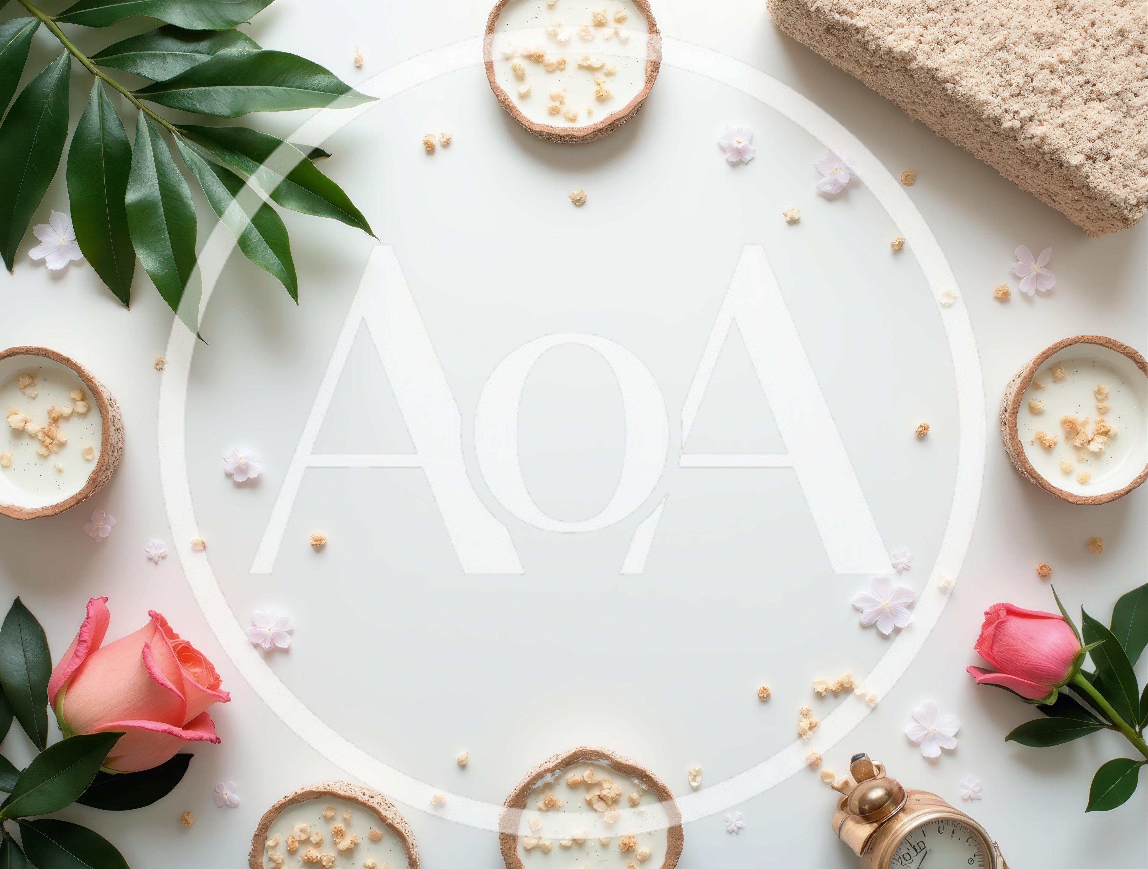 Spa Wellness Flat Lay With Candles And Flowers